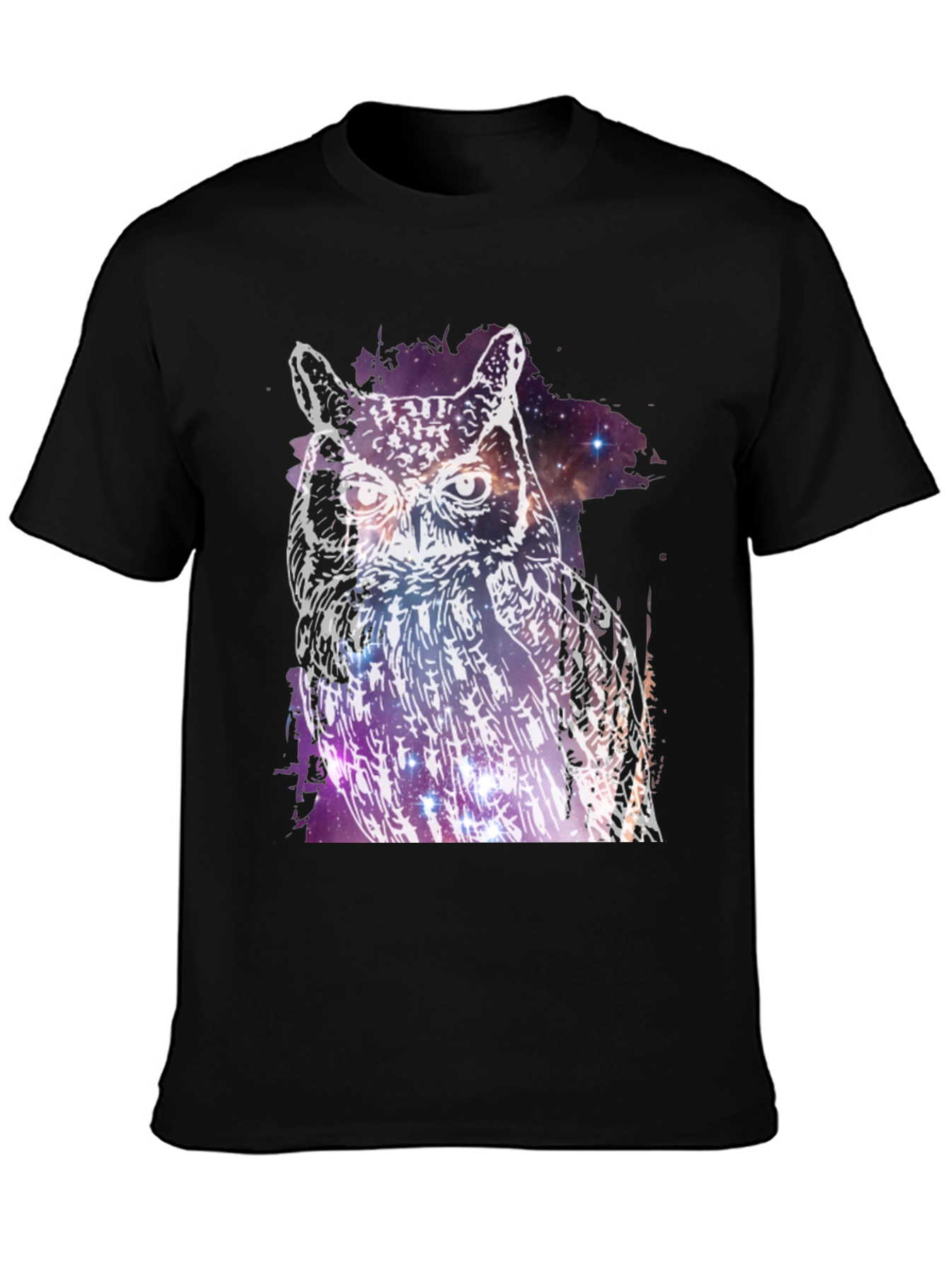 Black Cosmic Owl Graphic Tee - Black view 3