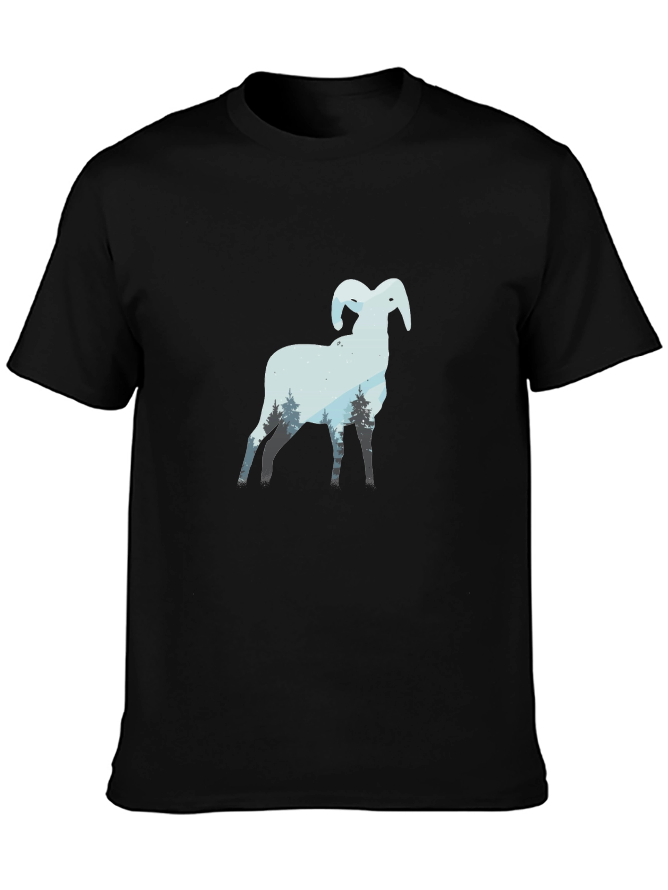 Black Ram Mountain Scene Black T-Shirt view 3