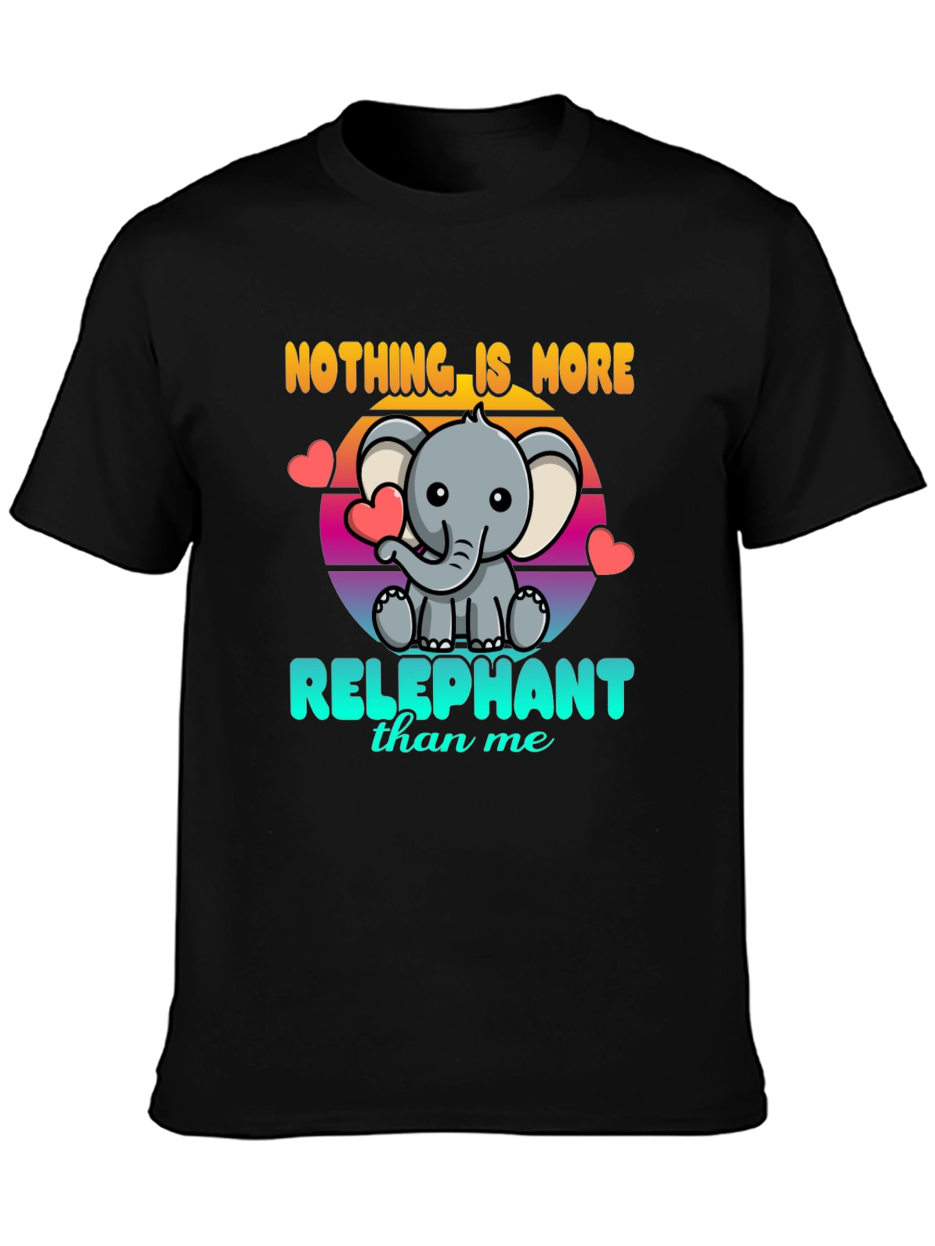 Black Relephant T-Shirt - Cute Elephant Design view 3