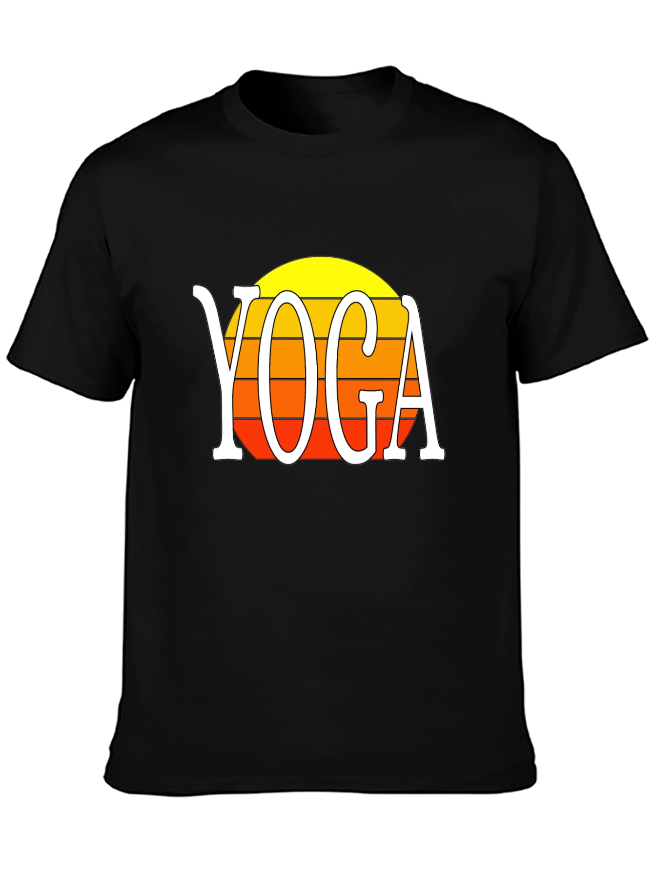 Black Yoga Sunset Graphic Tee - Retro Style Shirt view 3