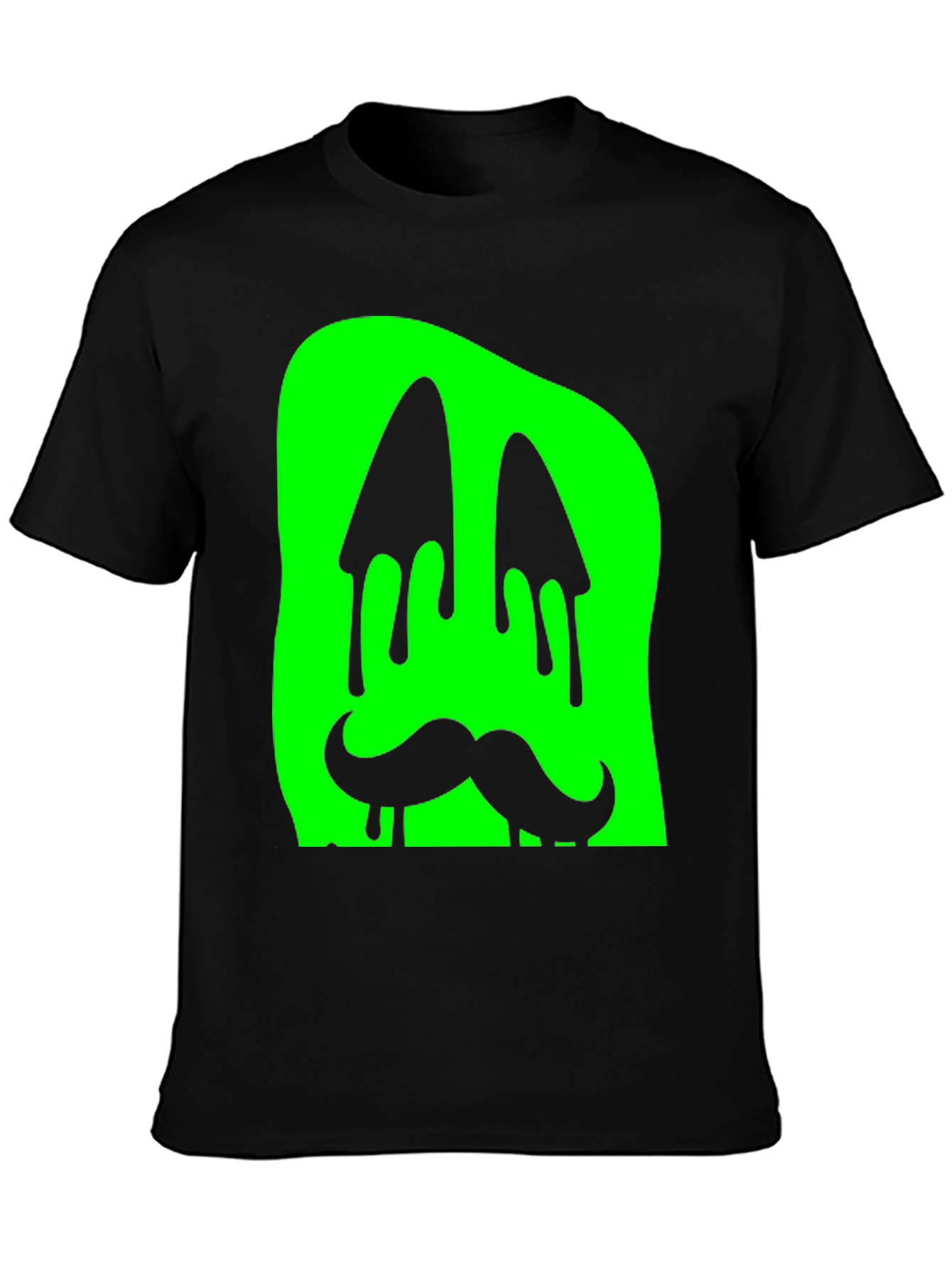 Black Green Slime Monster Face Graphic T-Shirt view 3