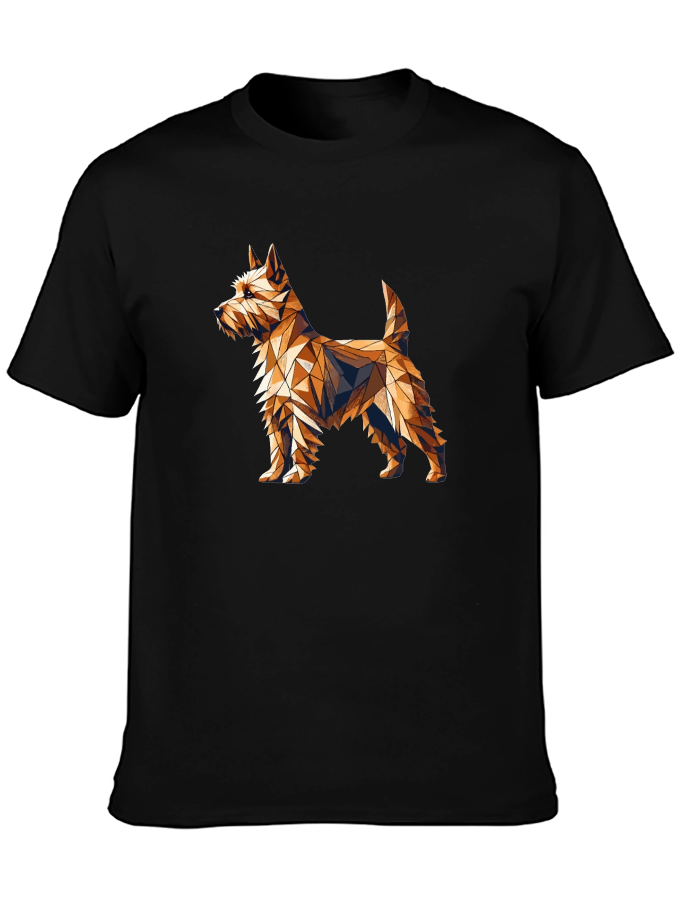 Black Geometric Dog Graphic Black T-Shirt view 3