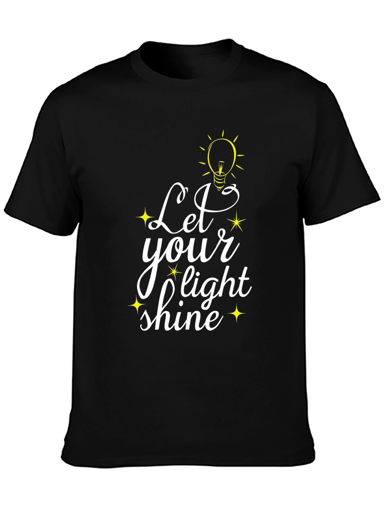 Black Let Your Light Shine Black Graphic T-Shirt view 3