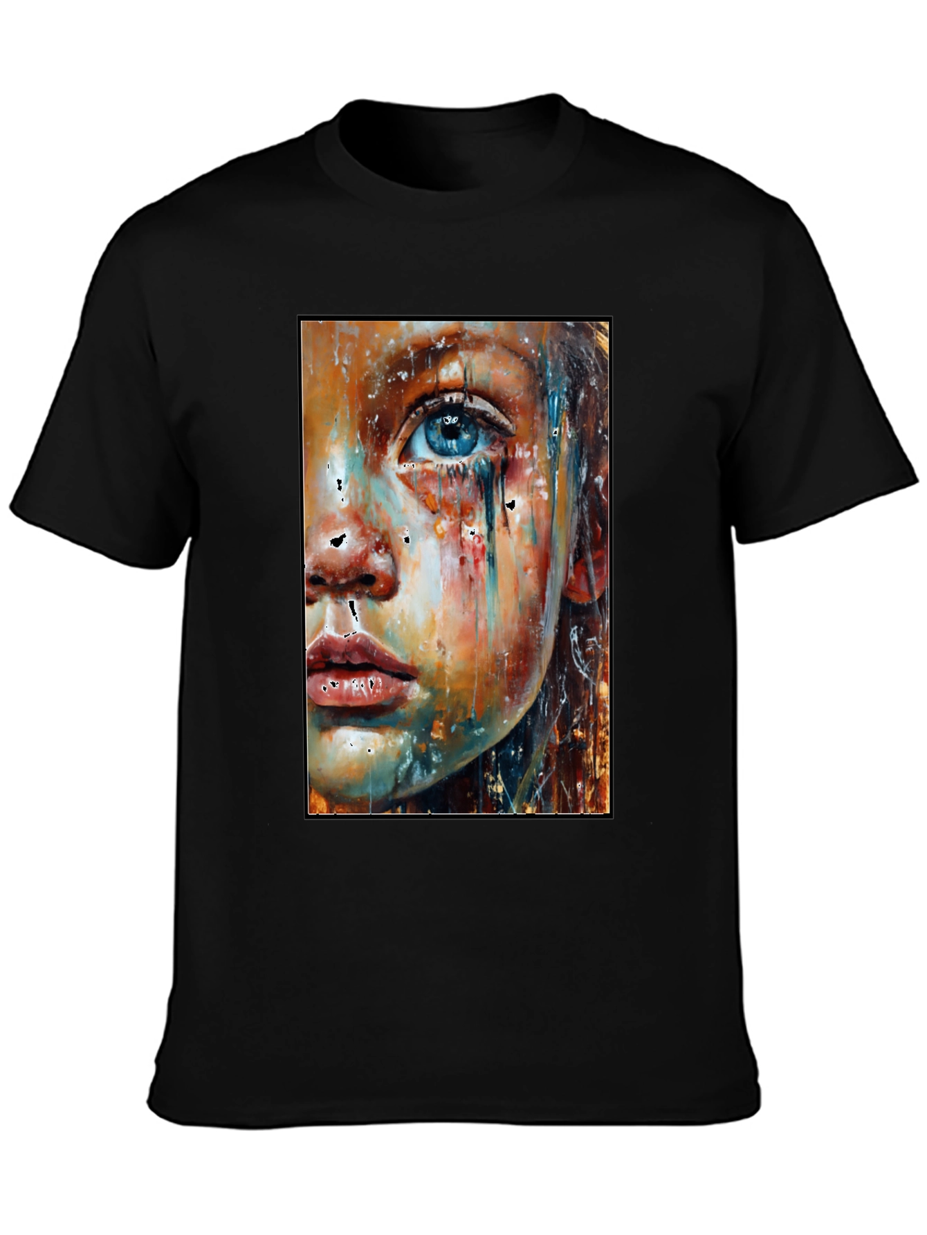 Black Abstract Face Art T-Shirt - Expressive Unisex Tee view 3
