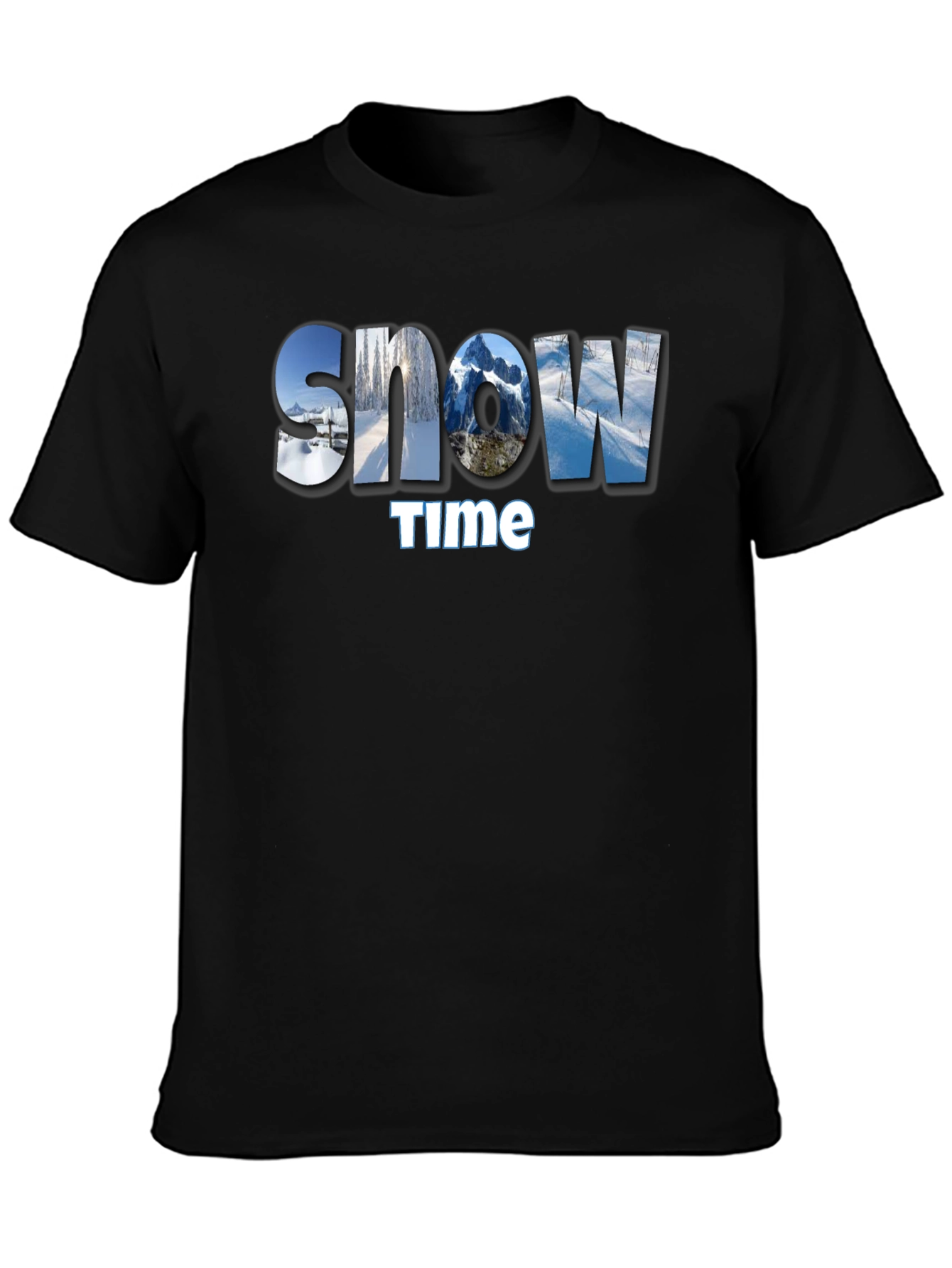 Black Snow Time Graphic Tee - Winter Adventure Style view 3
