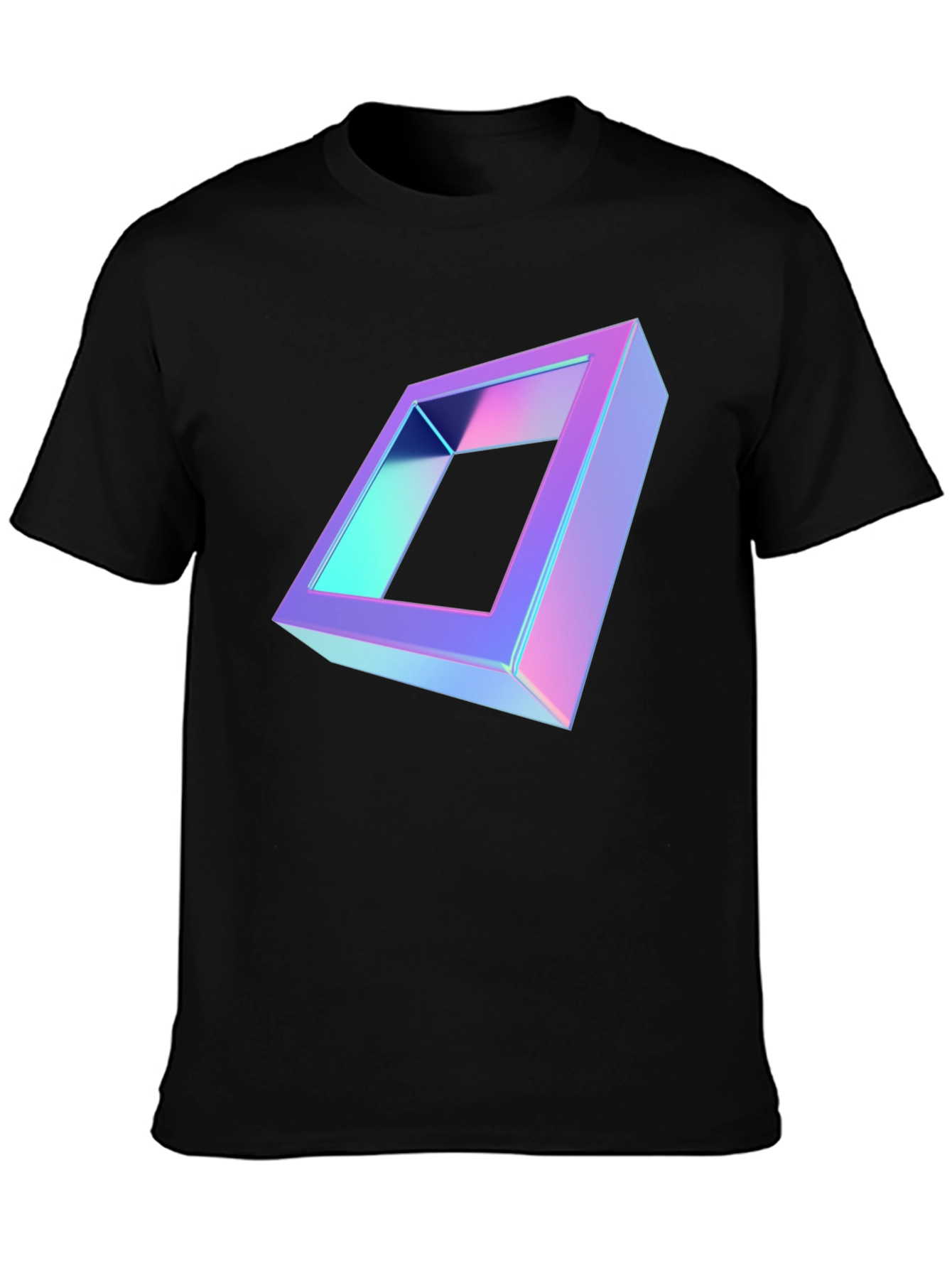Black Geometric Illusion Black T-Shirt view 3
