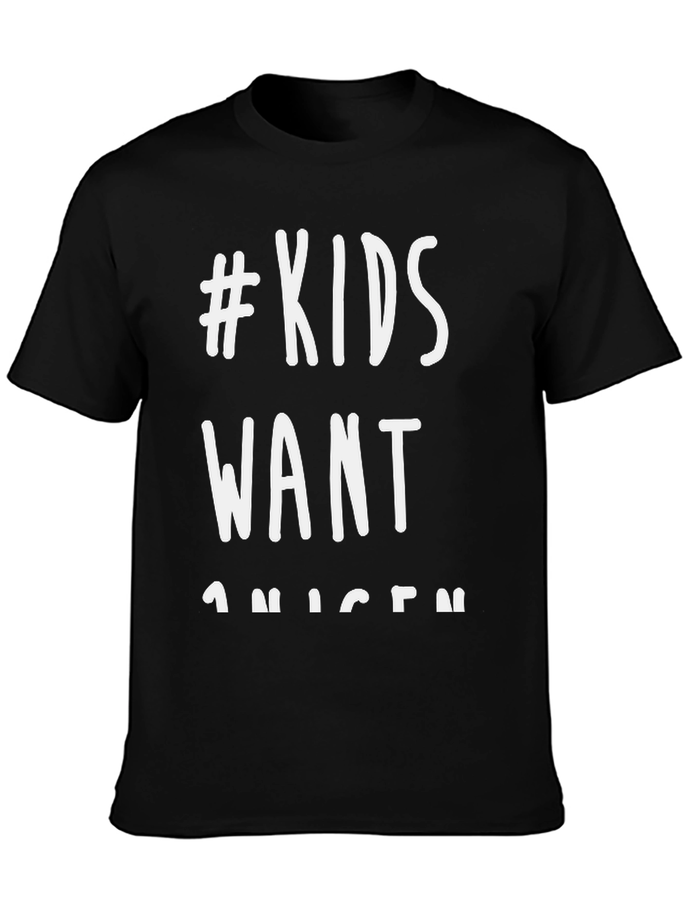 Black #KidsWant T-Shirt - Black Graphic Tee view 3