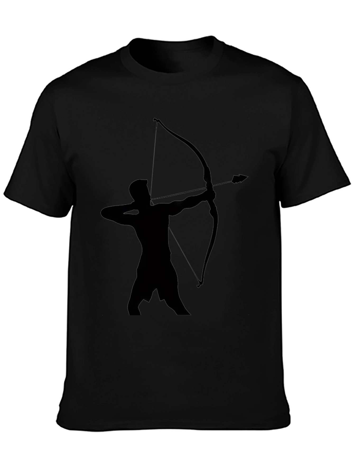 Black Archer Silhouette Graphic Tee - Classic Black Cotton T-Shirt view 3