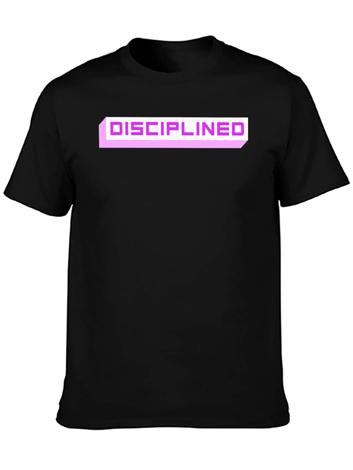 Black Disciplined Graphic Tee - Black Cotton Blend Casual T-Shirt view 3