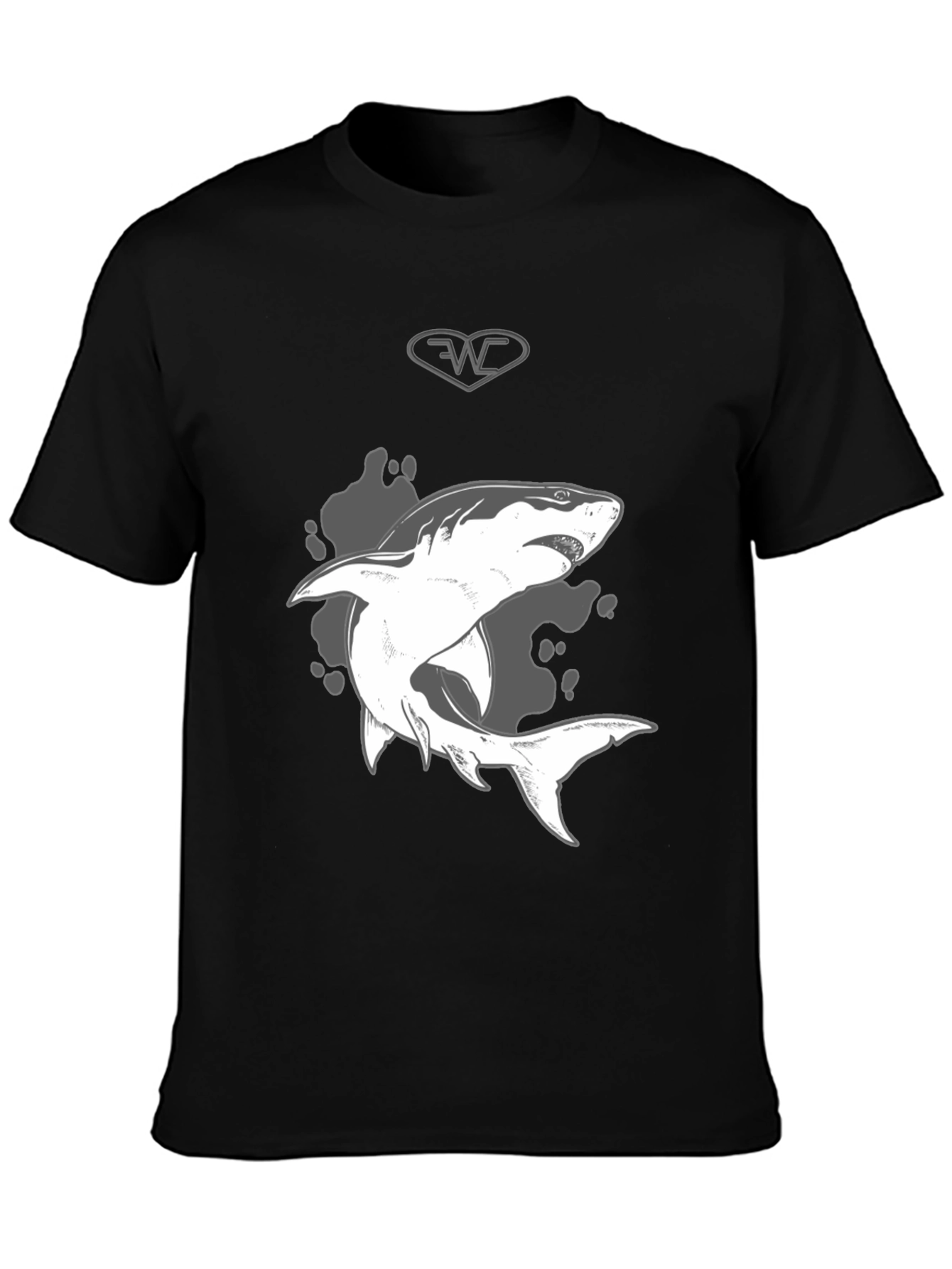 Black Shark Graphic Print Black T-Shirt - Mens Casual Style view 3