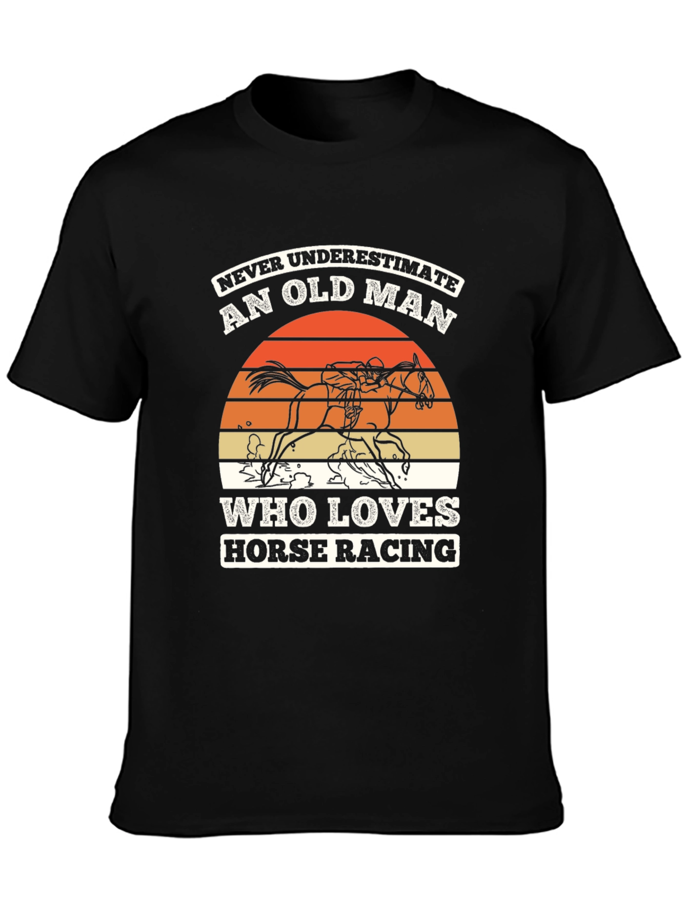 Black Old Man Horse Racing Graphic T-Shirt view 3