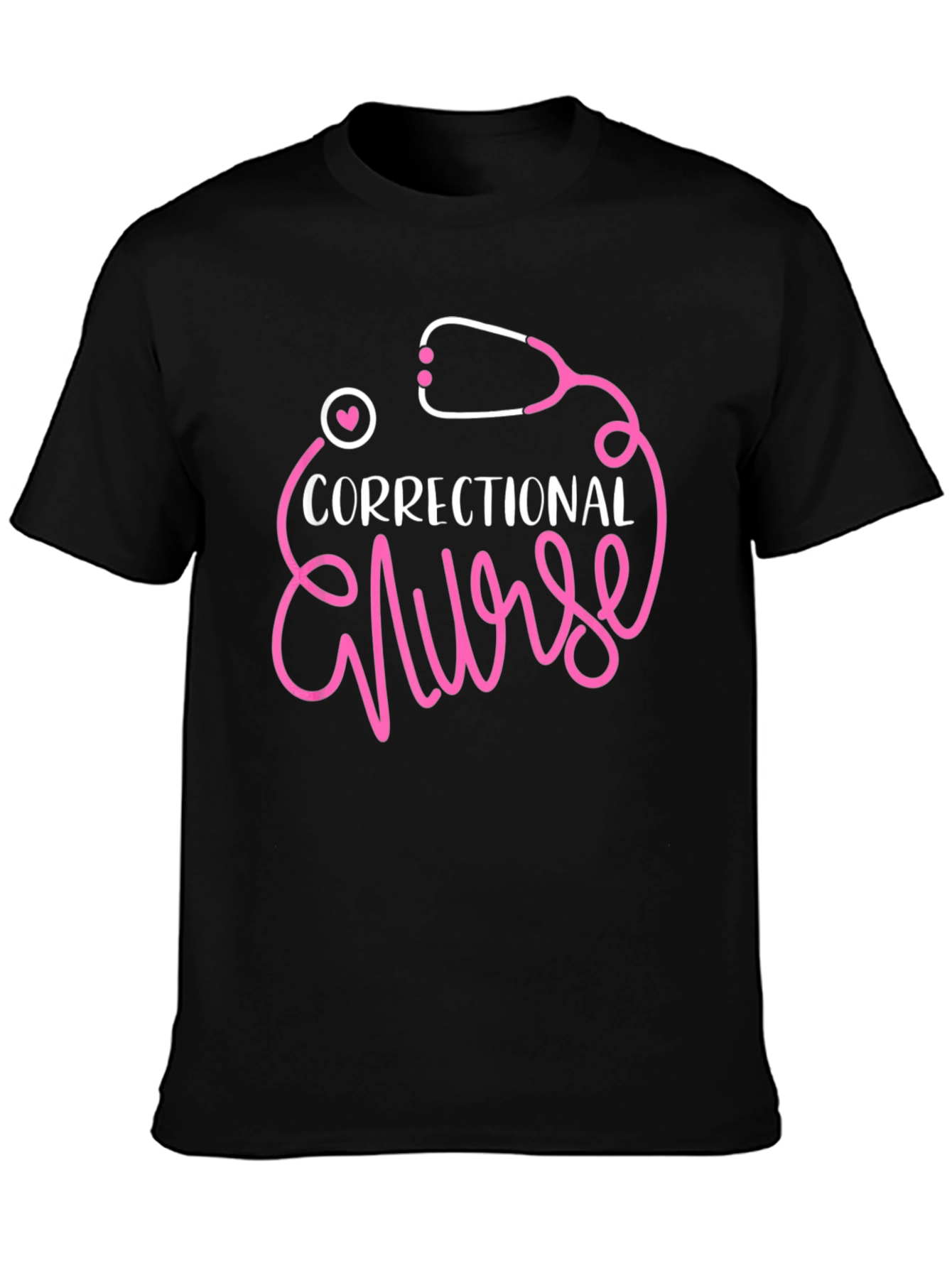 Black Correctional Nurse Stethoscope Graphic T-Shirt view 3
