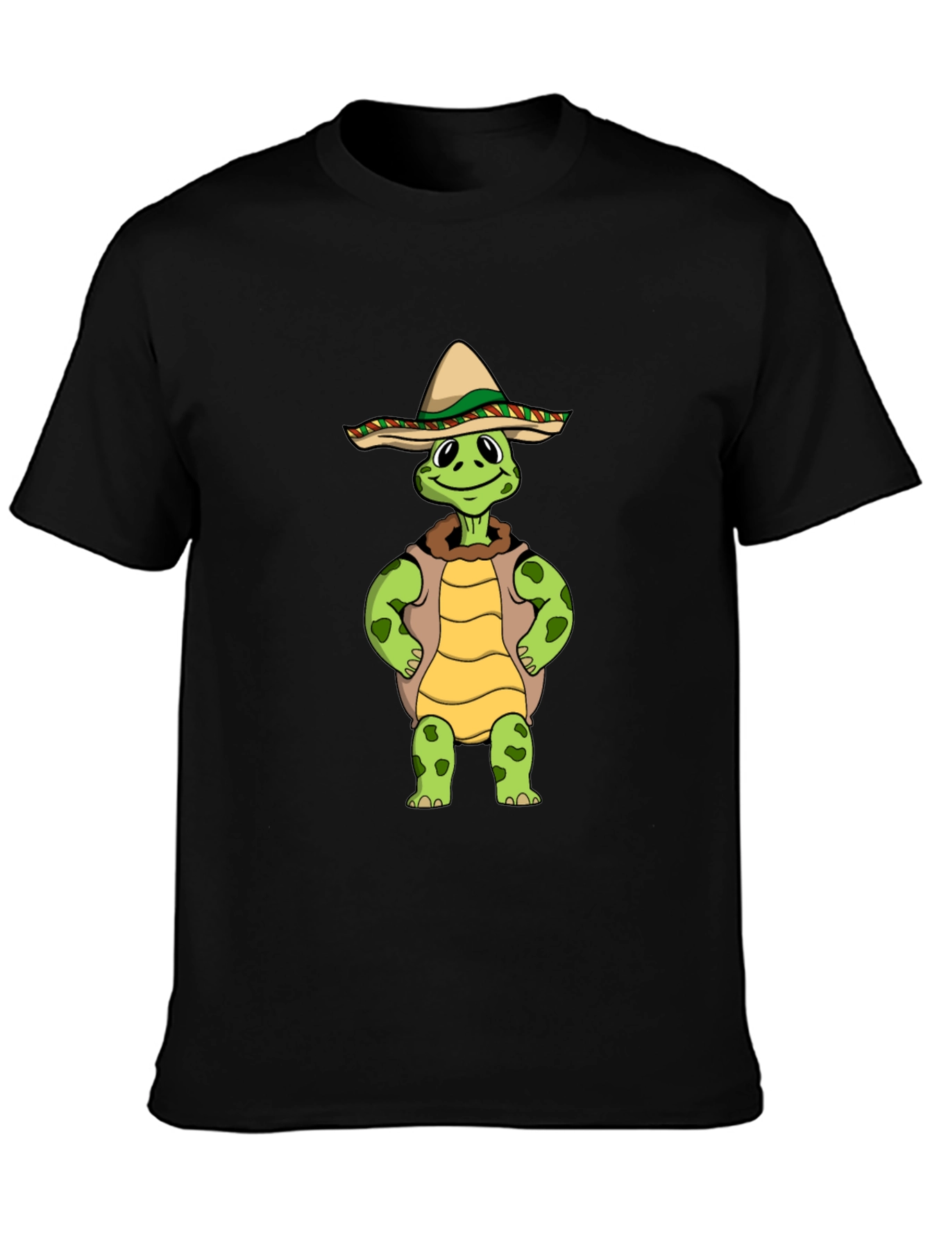 Black Funny Turtle Sombrero Graphic T-Shirt view 3