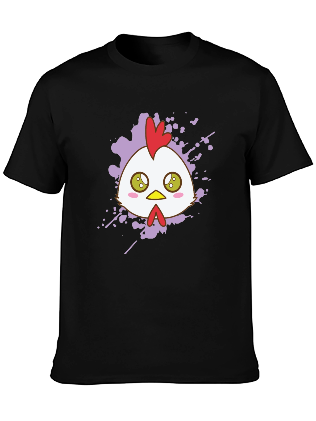 Black Cute Chicken Graphic Tee - Black Cotton T-Shirt view 3
