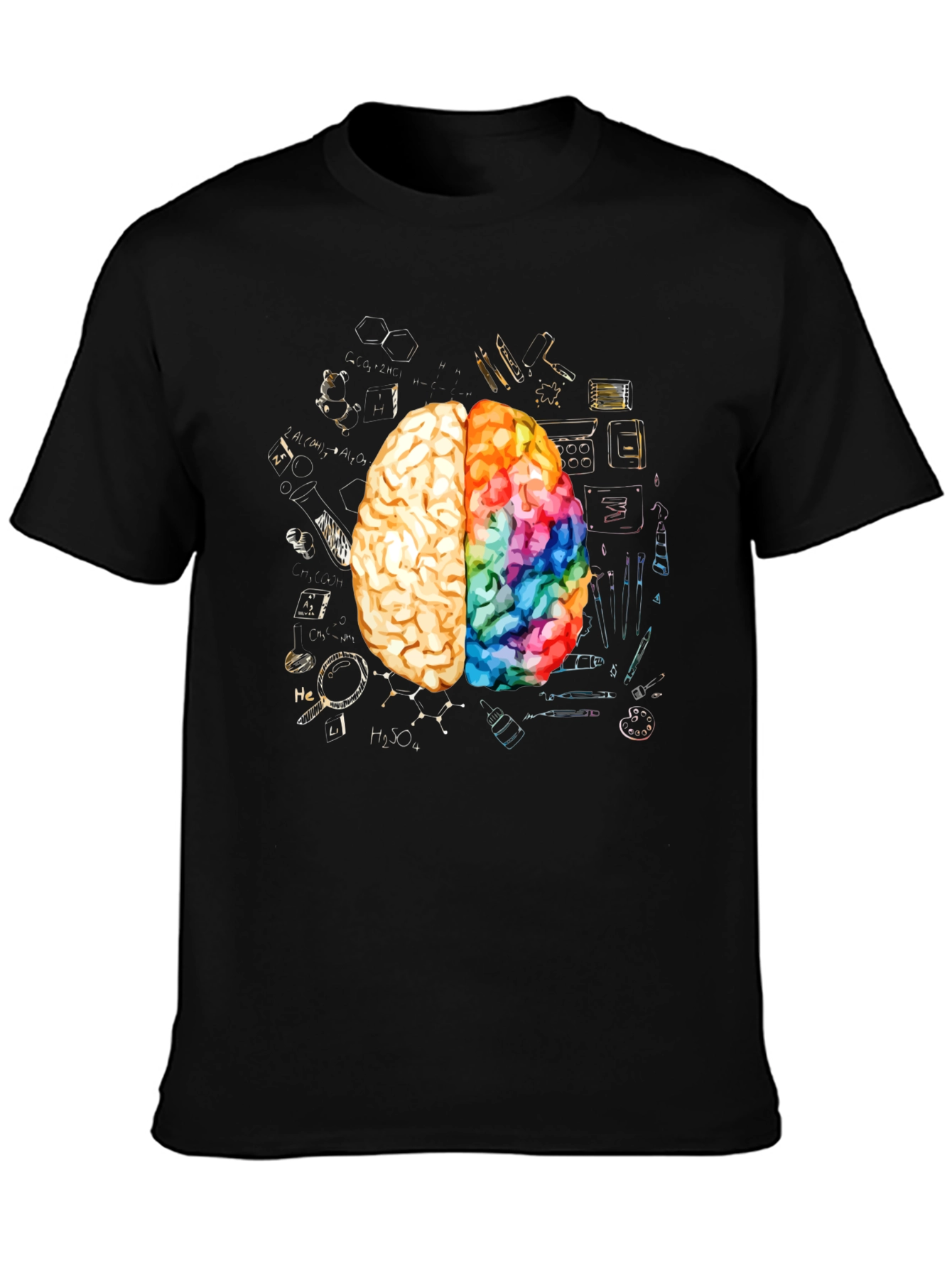 Black Creative Brain Graphic Tee - Artistic Mind T-Shirt view 3