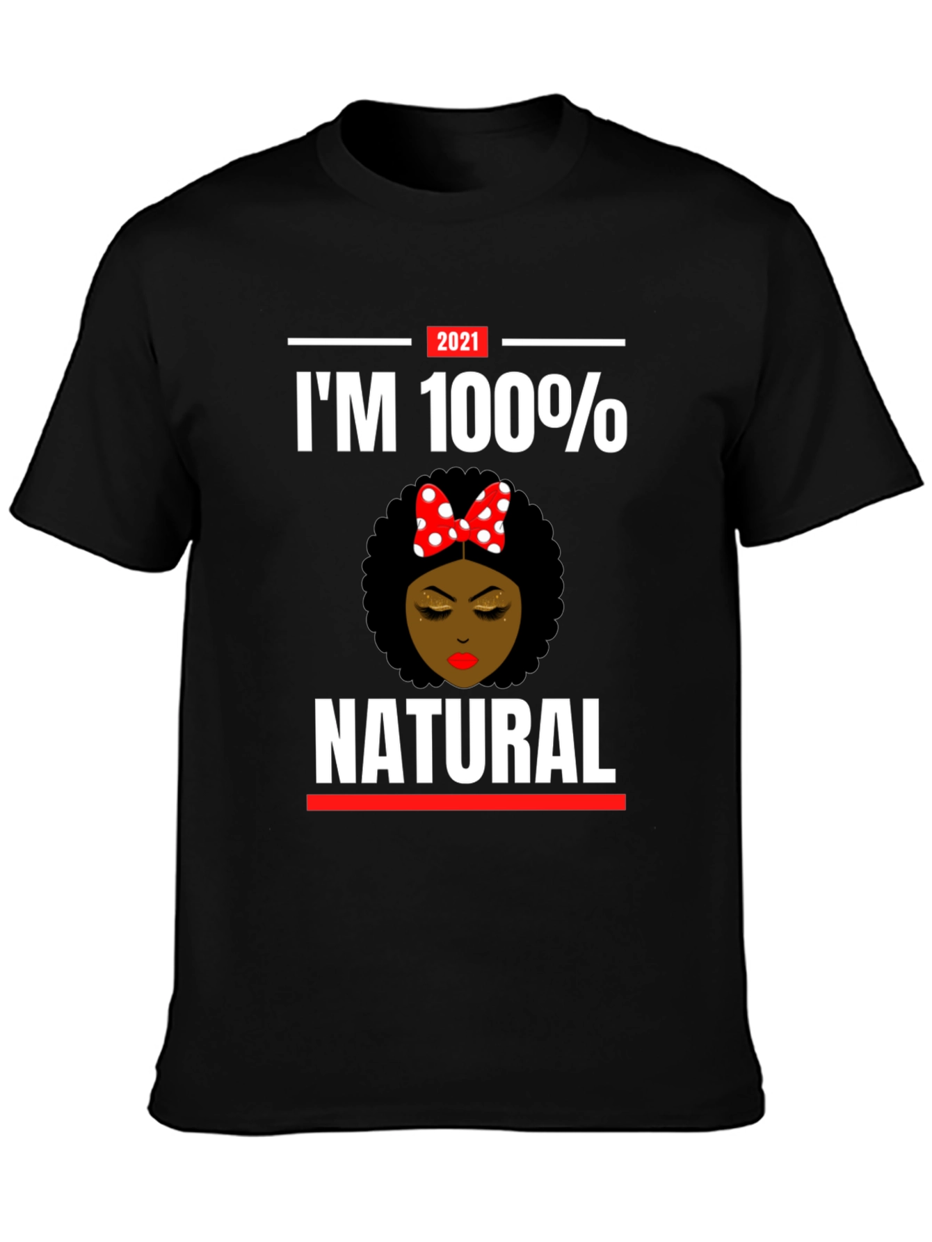 Black I'm 100% Natural T-Shirt, Black Cotton Tee view 3