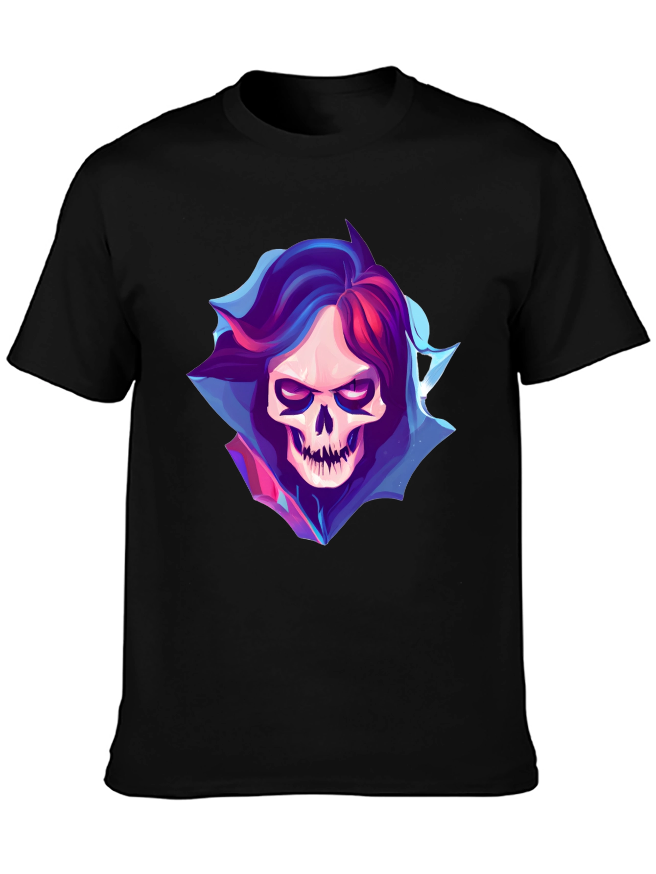 Black Grim Reaper Skull Graphic Black T-Shirt view 3