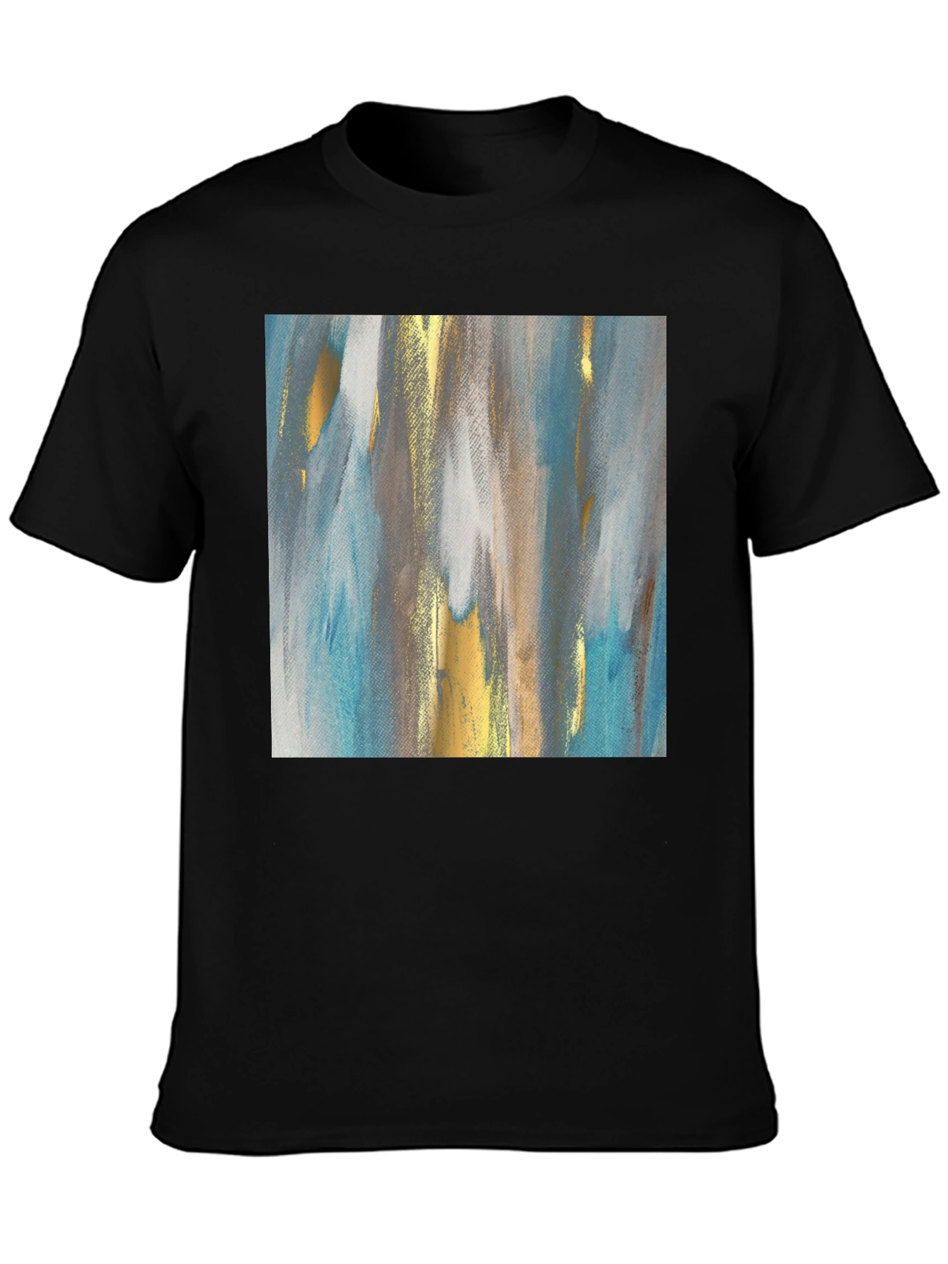 Black Abstract Art Tee - Modern Design Crew Neck T-Shirt view 3