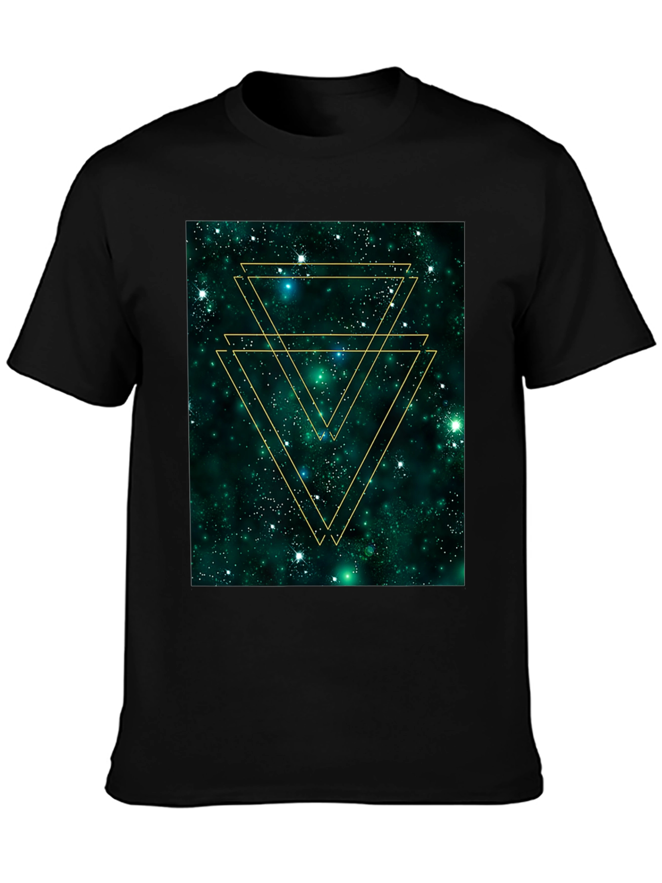 Black Geometric Galaxy Tee - Trendy Graphic Print Shirt view 3