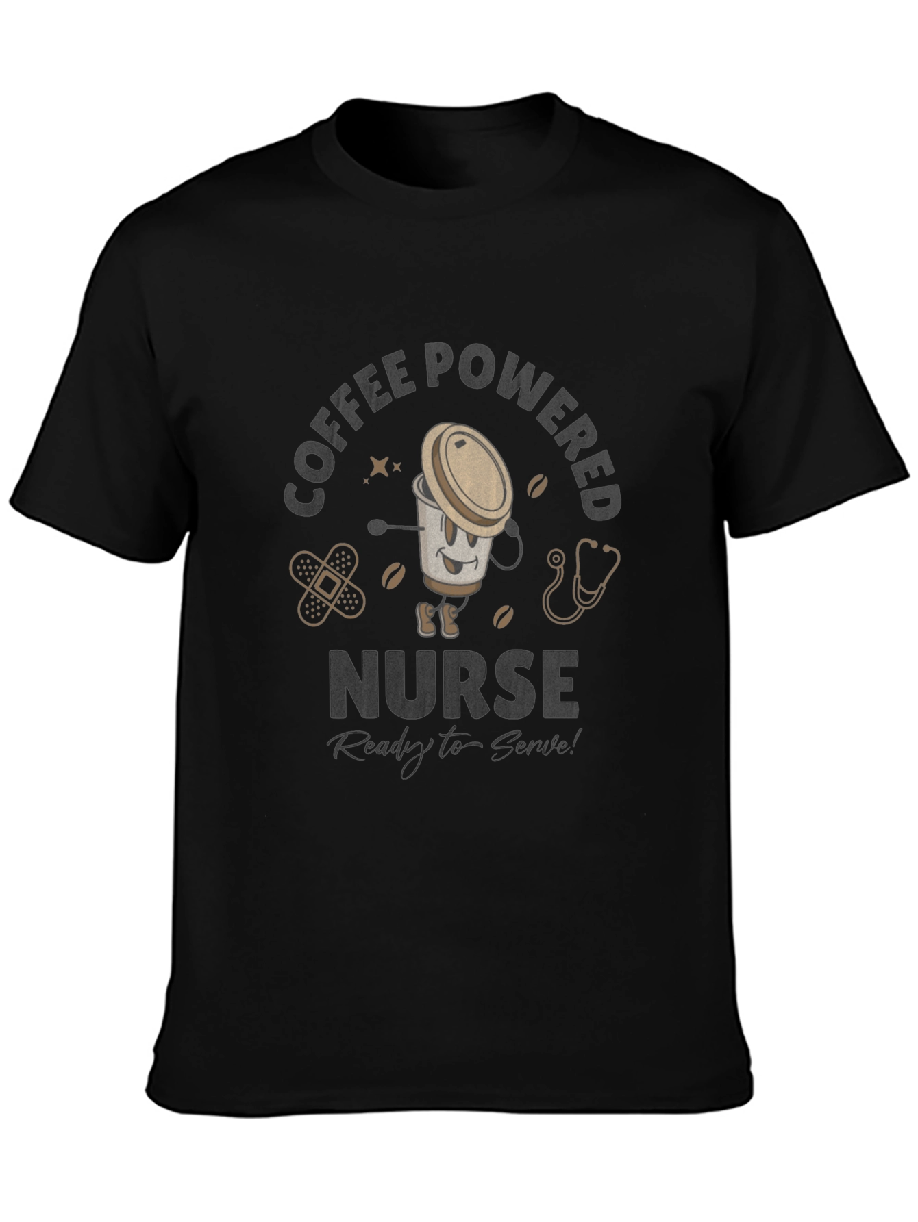 Black Coffee Loving Nurse Graphic Tee view 3