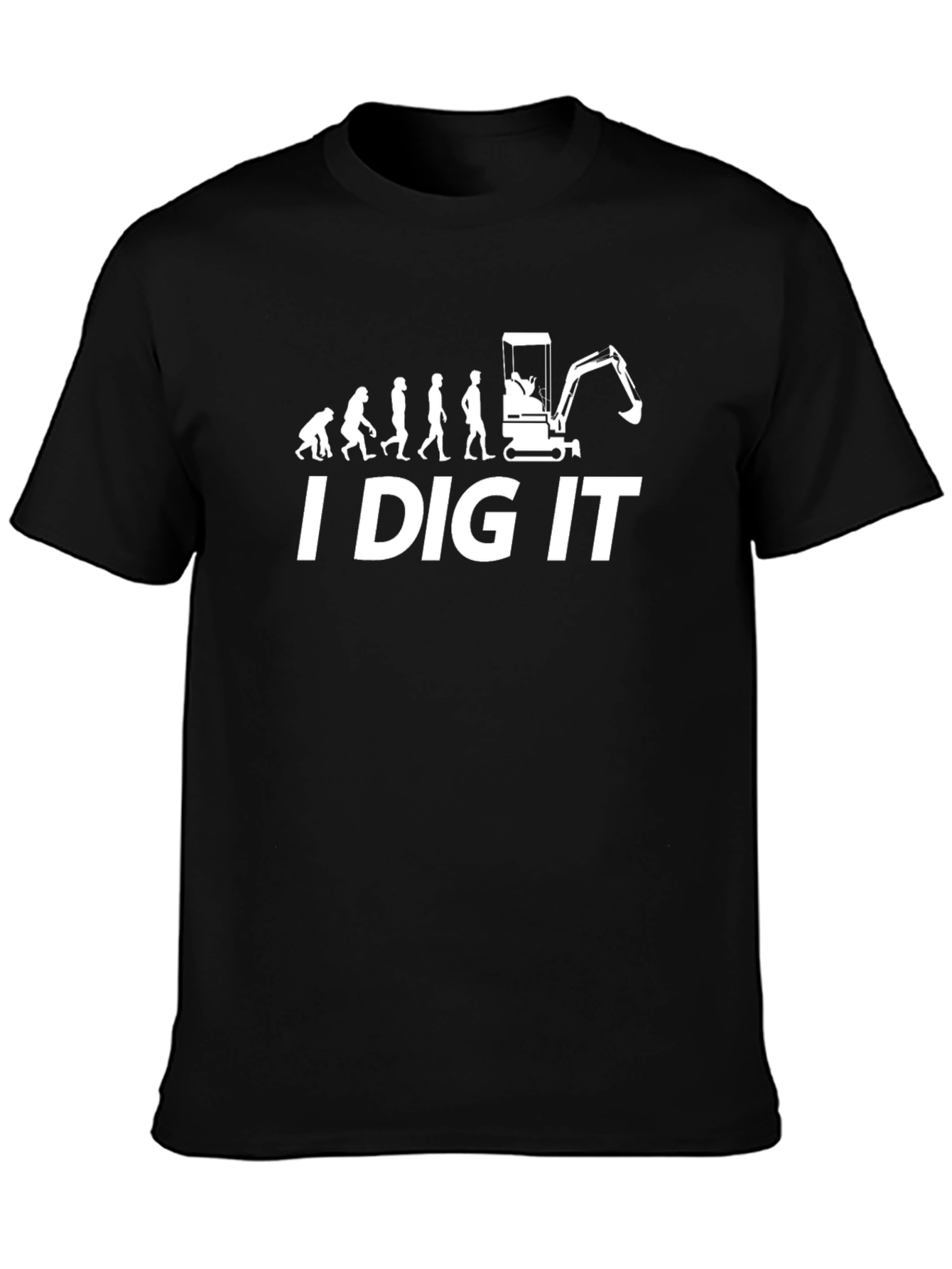 Black I Dig It Funny Excavator Evolution Black T-Shirt view 3