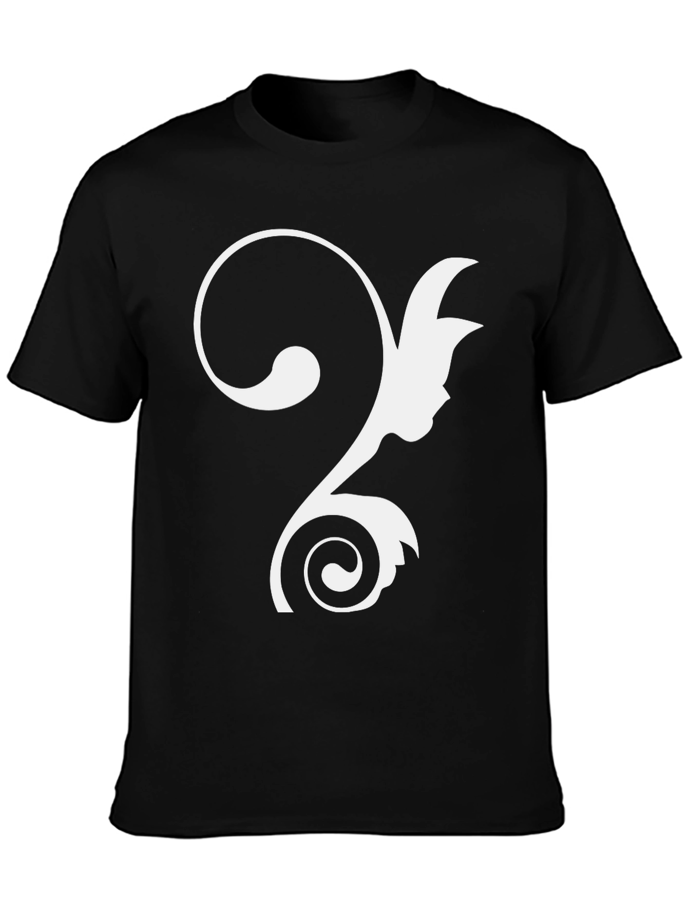 Elegant Scrollwork Graphic Tee - Stylish Black Cotton Blend Shirt - 3