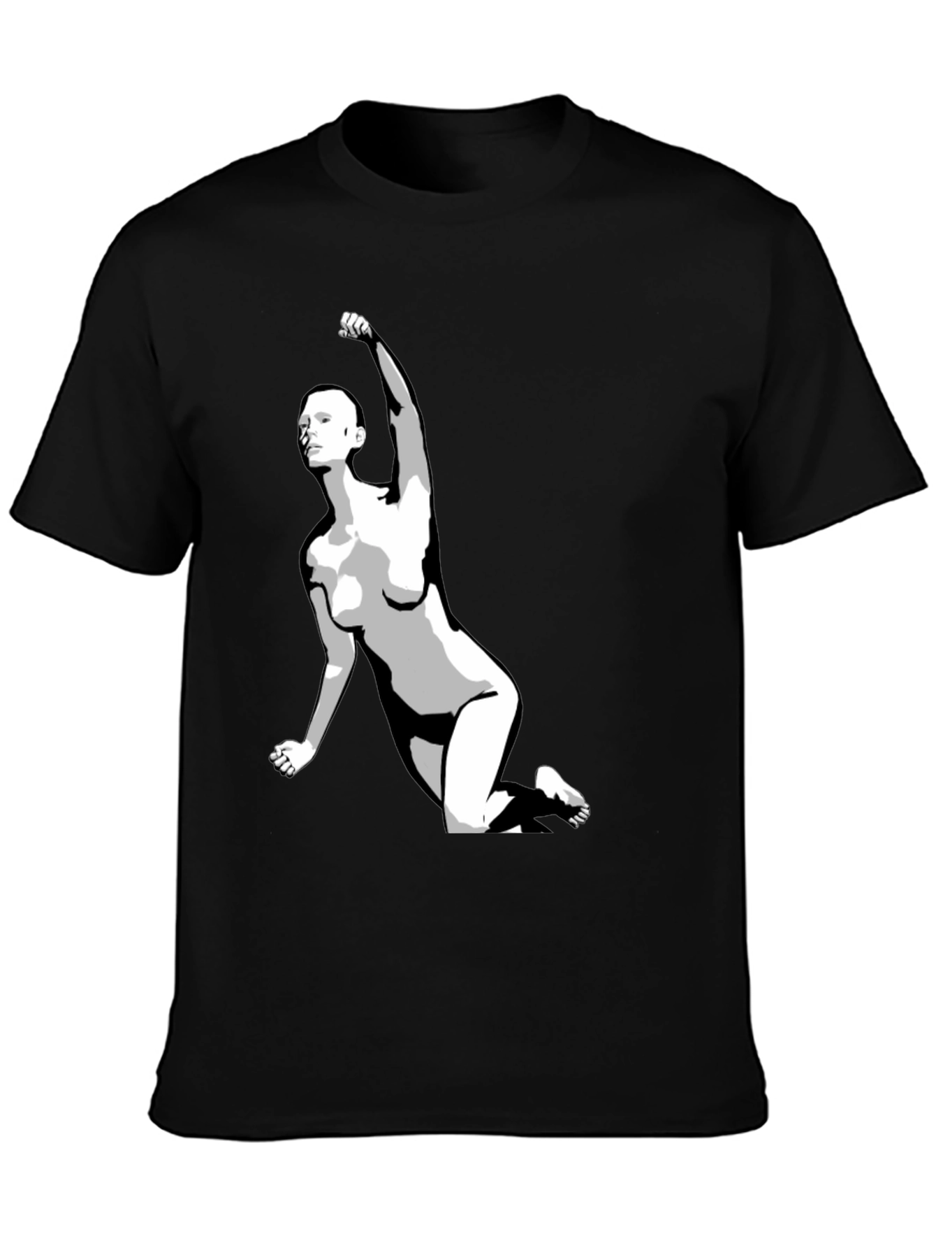 Black Bold Graphic Tee - Empowered Figure Design view 3