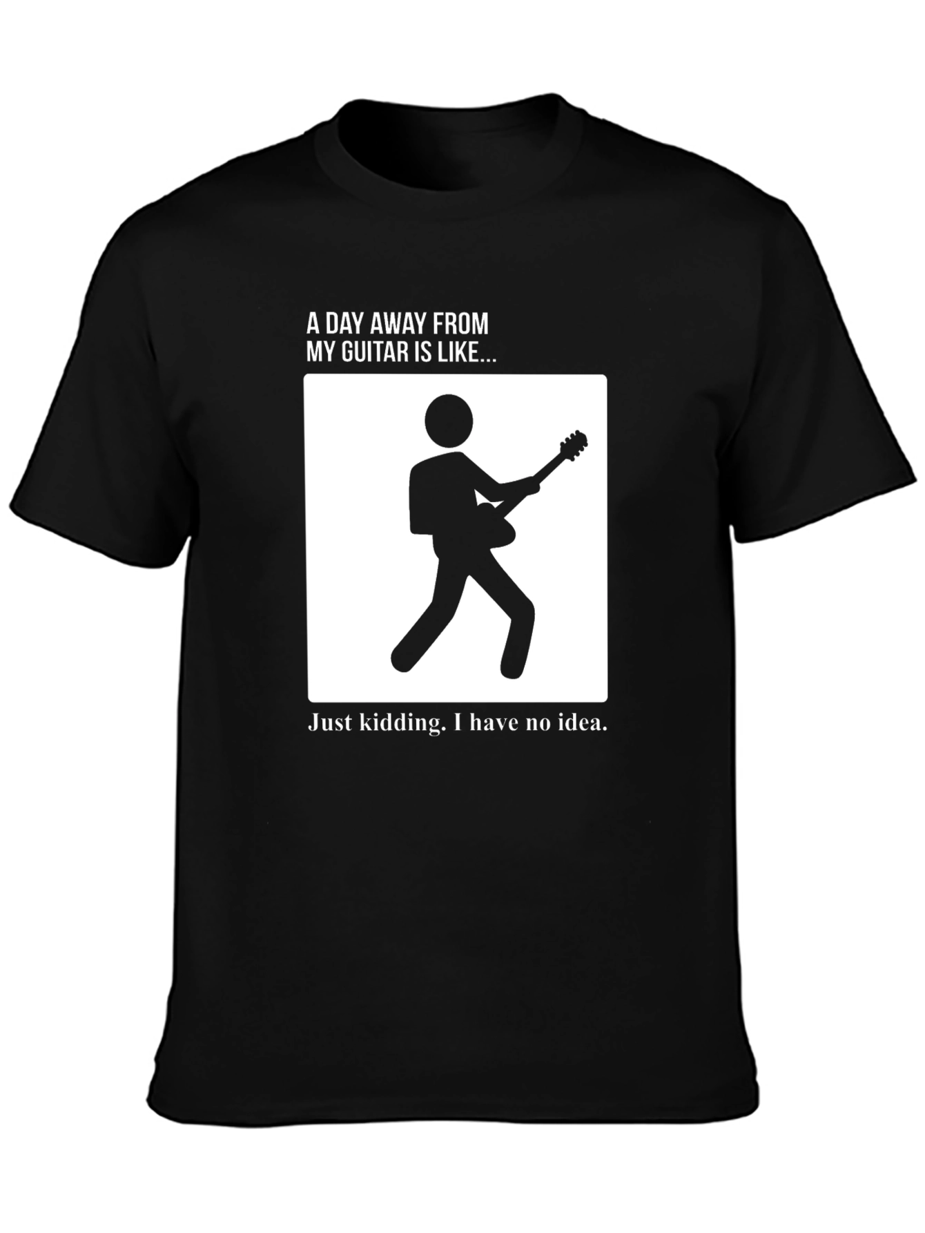 Black Guitar Lover's Tee - Funny Graphic T-Shirt view 3