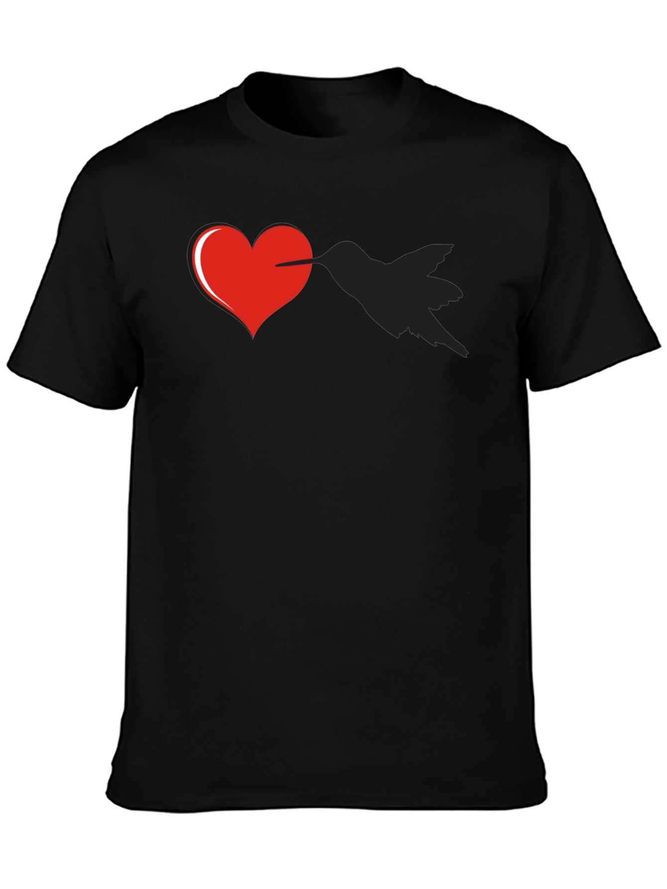 Black Heart Pierced By Hummingbird Graphic Tee view 3