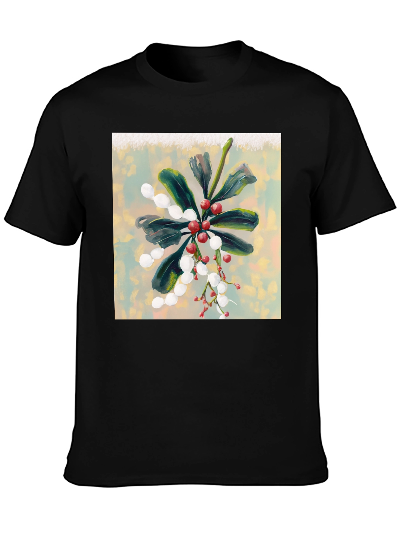 Black Botanical Berry Art Print Tee view 3