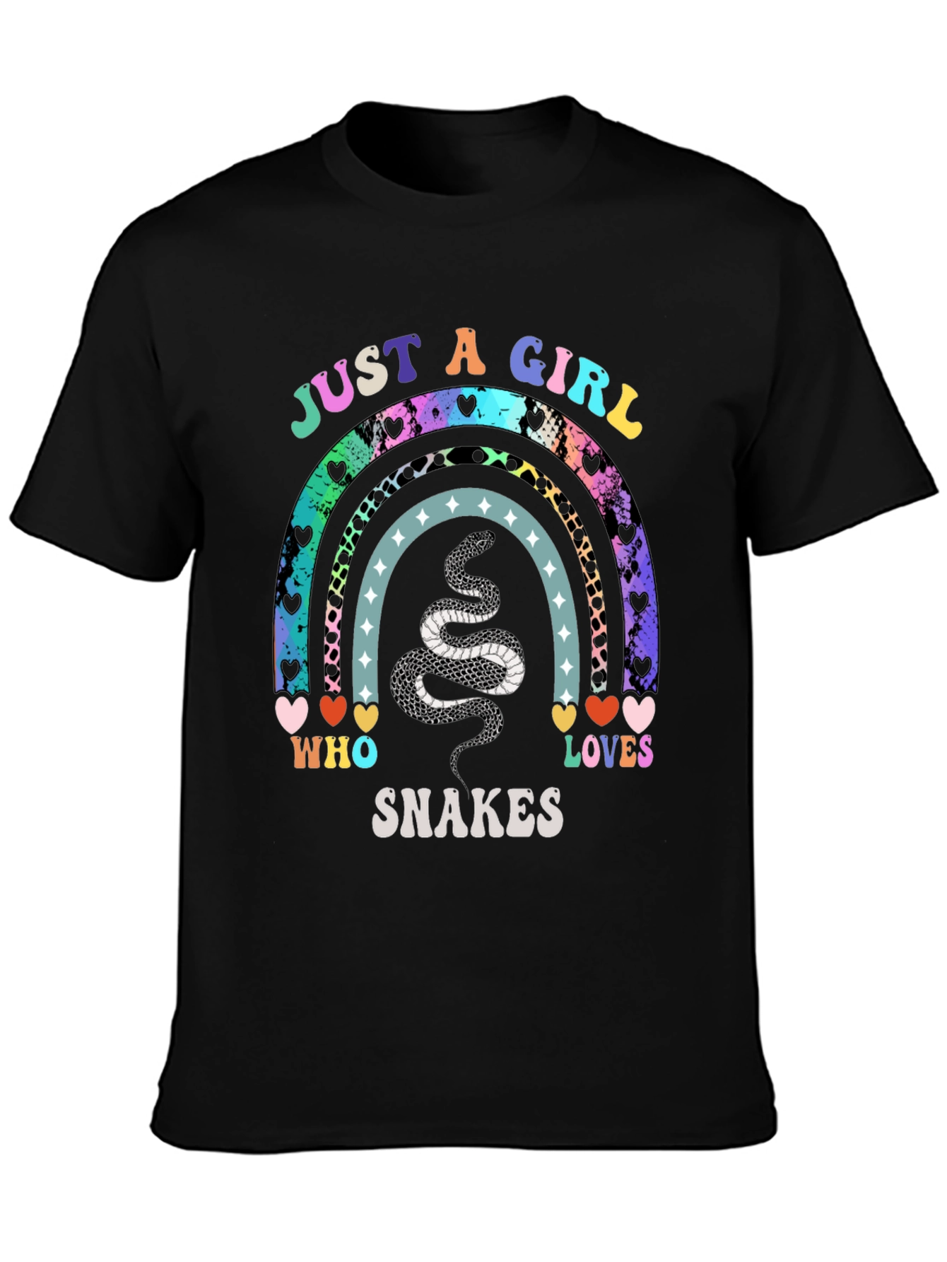Black Just A Girl Who Loves Snakes T-Shirt view 3