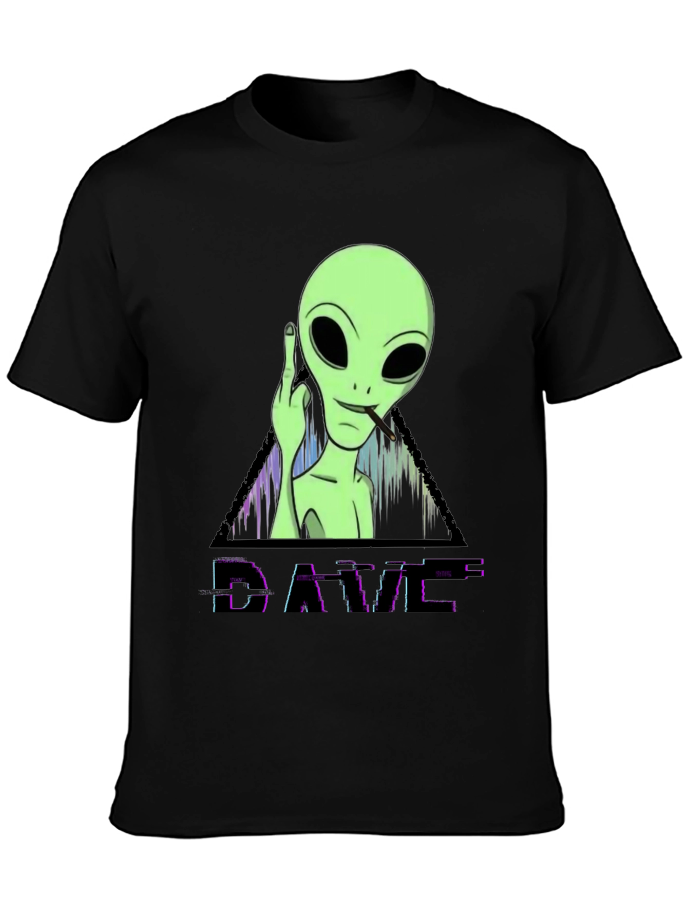 Black Cool Alien DAVE Graphic T-Shirt view 3