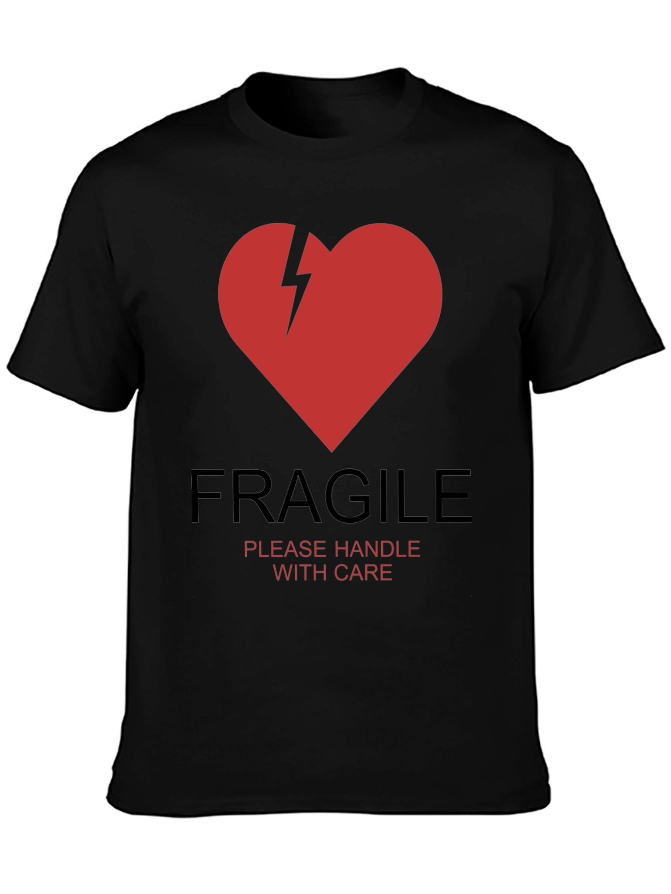 Black Fragile Heart Graphic T-Shirt - Handle With Care view 3