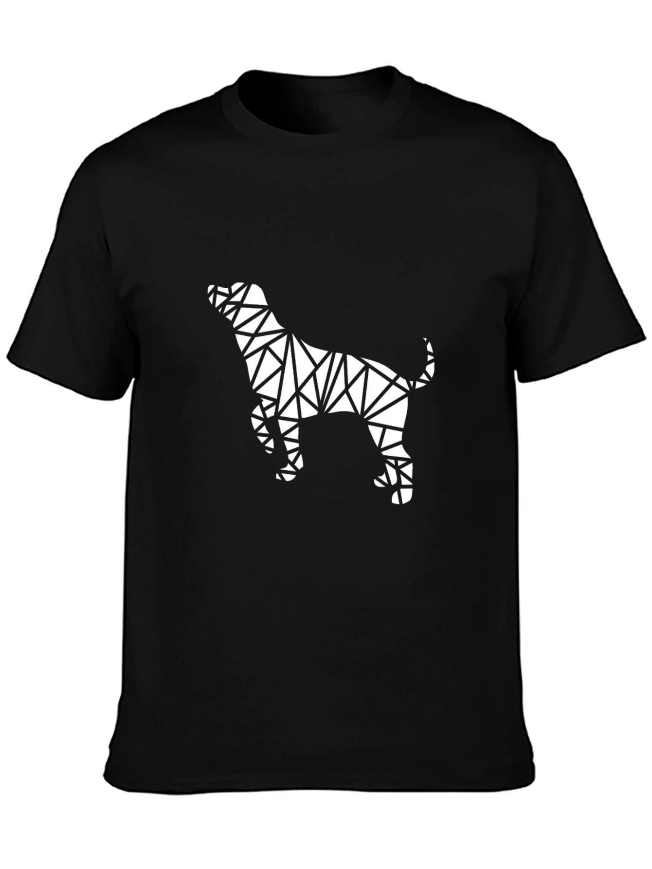 Black Geometric Dog Graphic Tee - Modern Black T-Shirt view 3