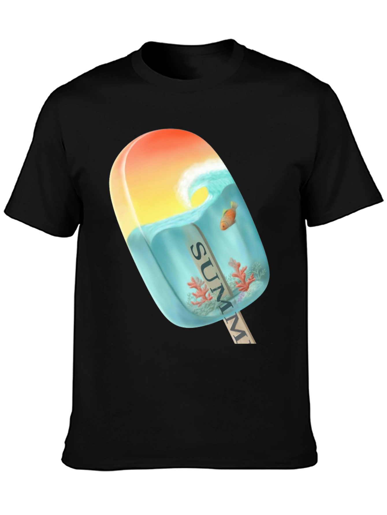 Black Summer Popsicle Graphic Tee - Beach Vibe T-Shirt view 3