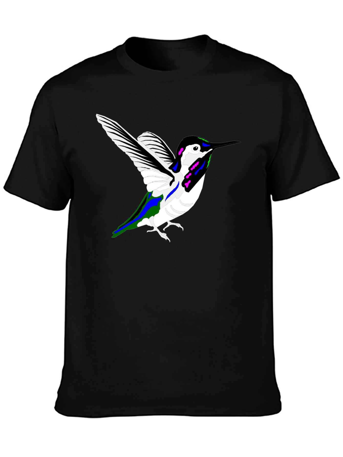 Black Hummingbird Graphic Tee - Black Cotton Casual Shirt view 3