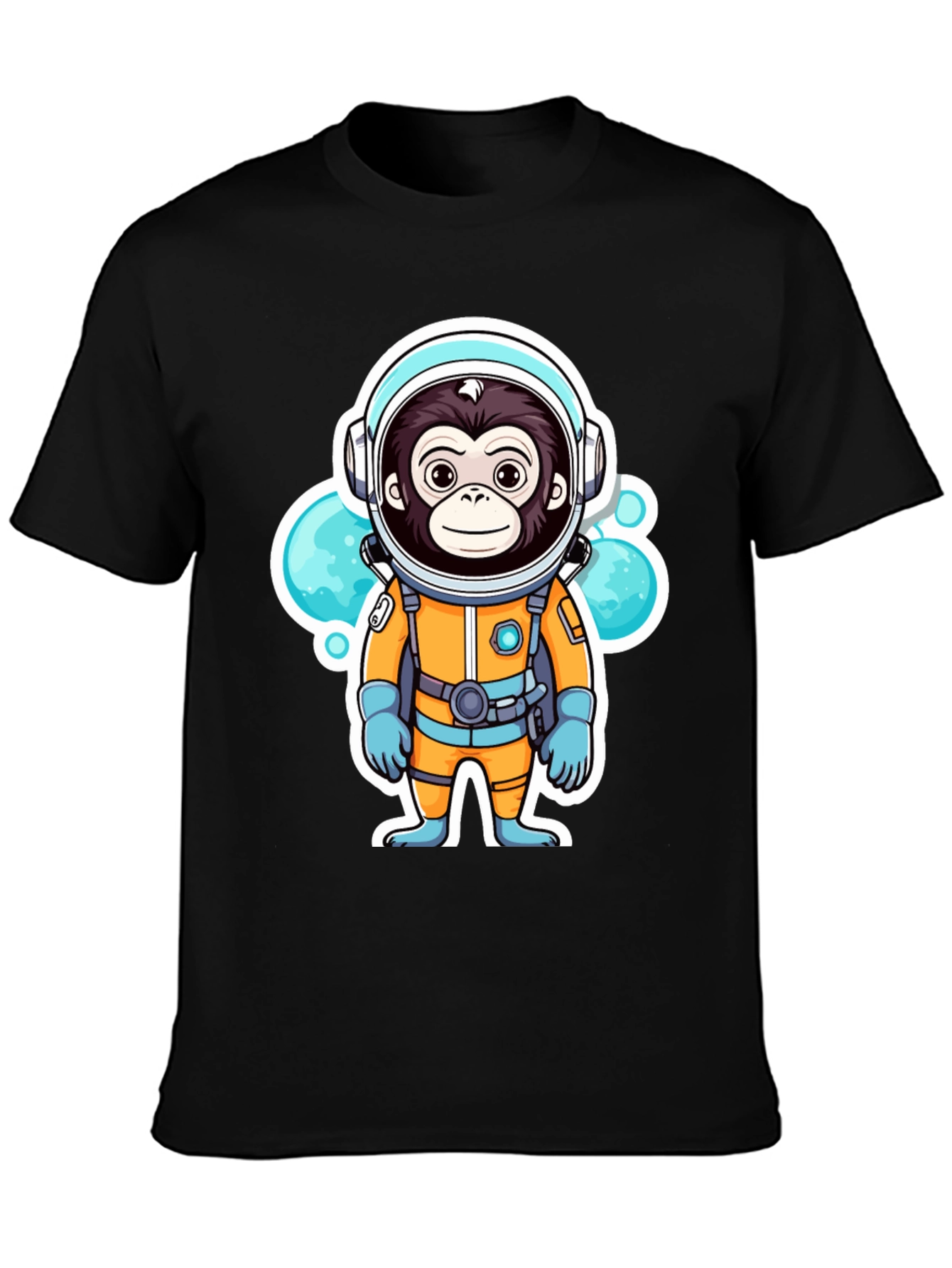 Black Monkey Astronaut T-Shirt - Space Adventure Graphic Tee view 3