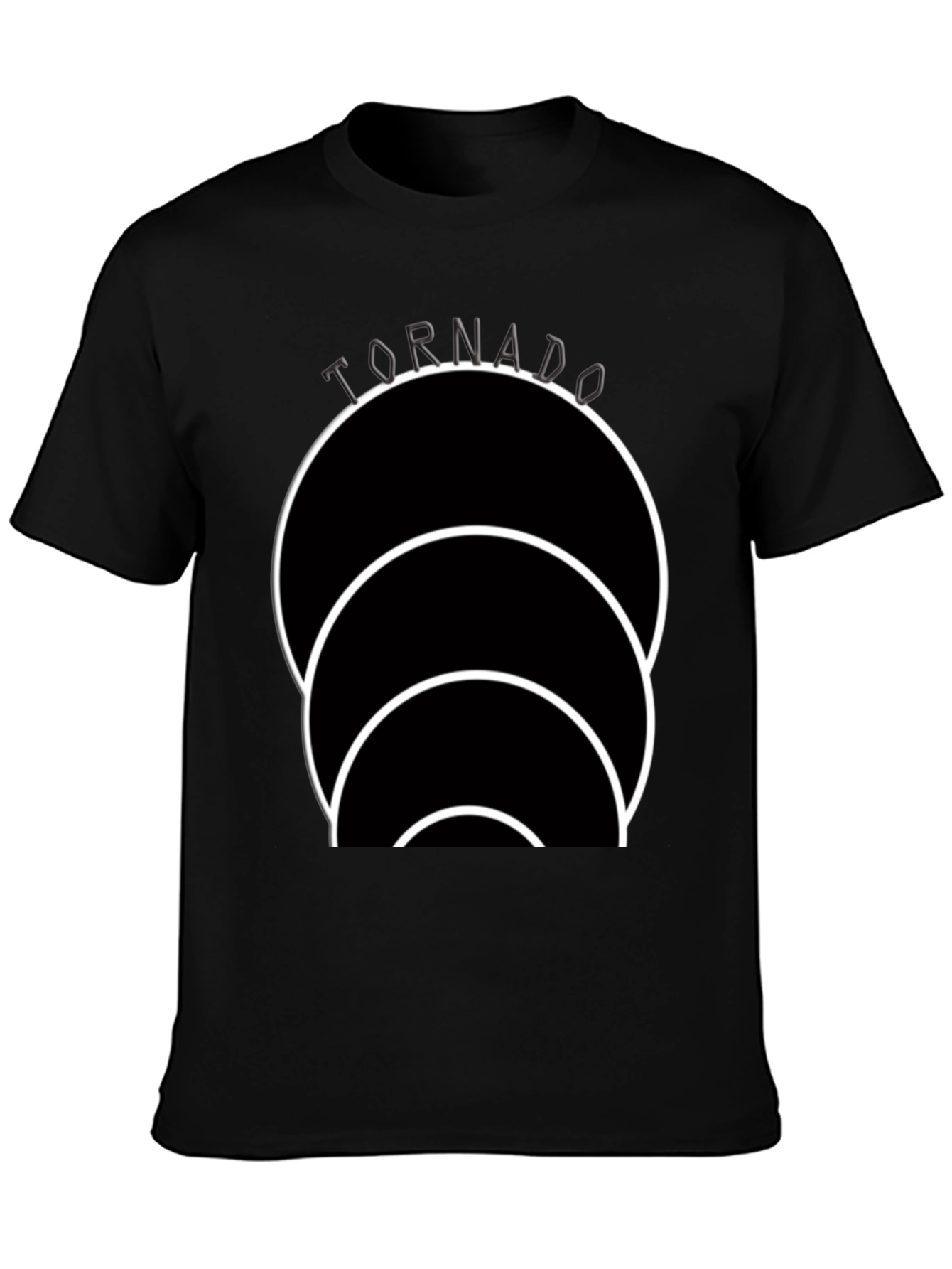 Black Tornado Circle Graphic Black T-Shirt view 3