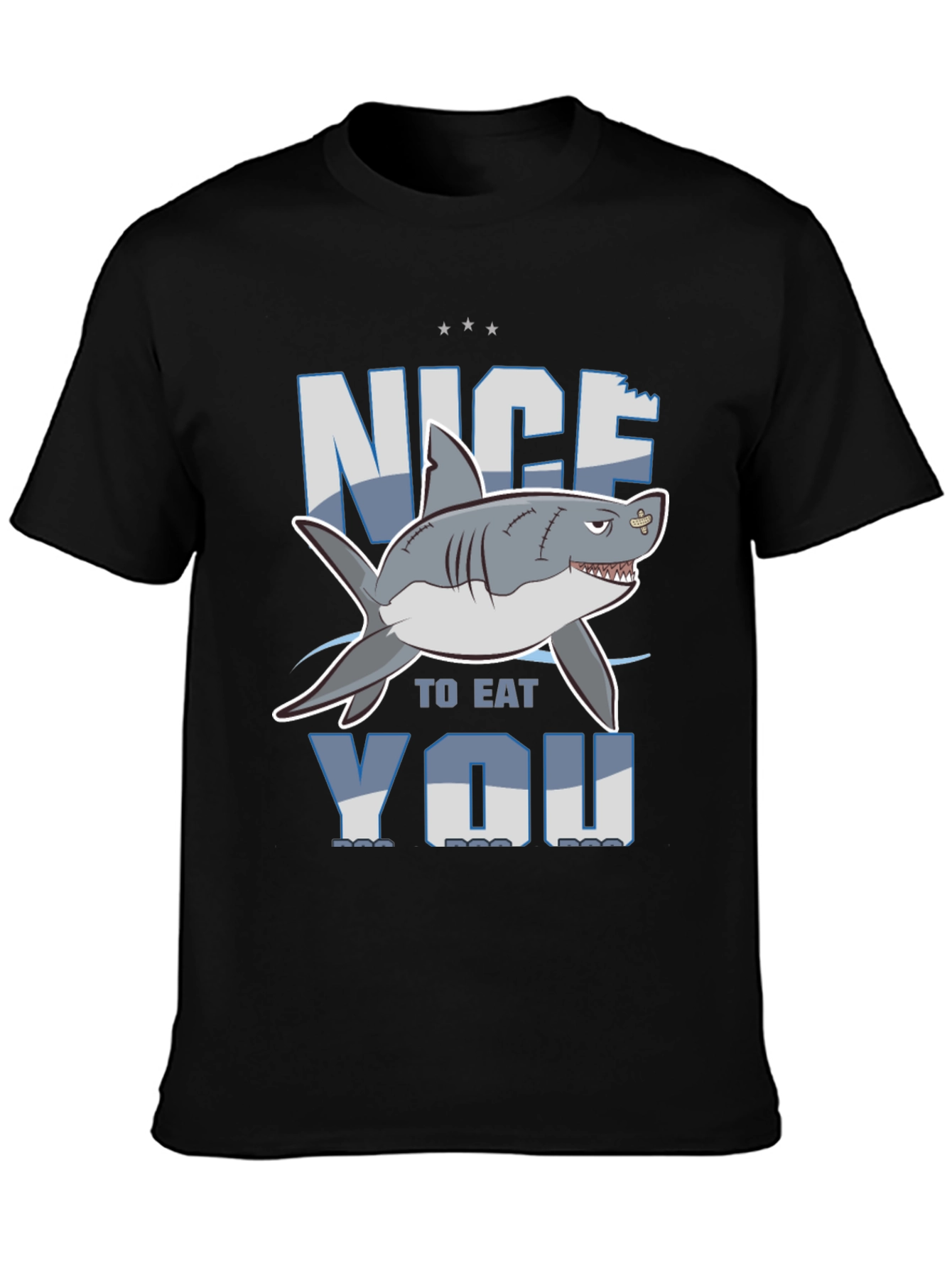 Black Nice to Eat You Shark Graphic T-Shirt view 3