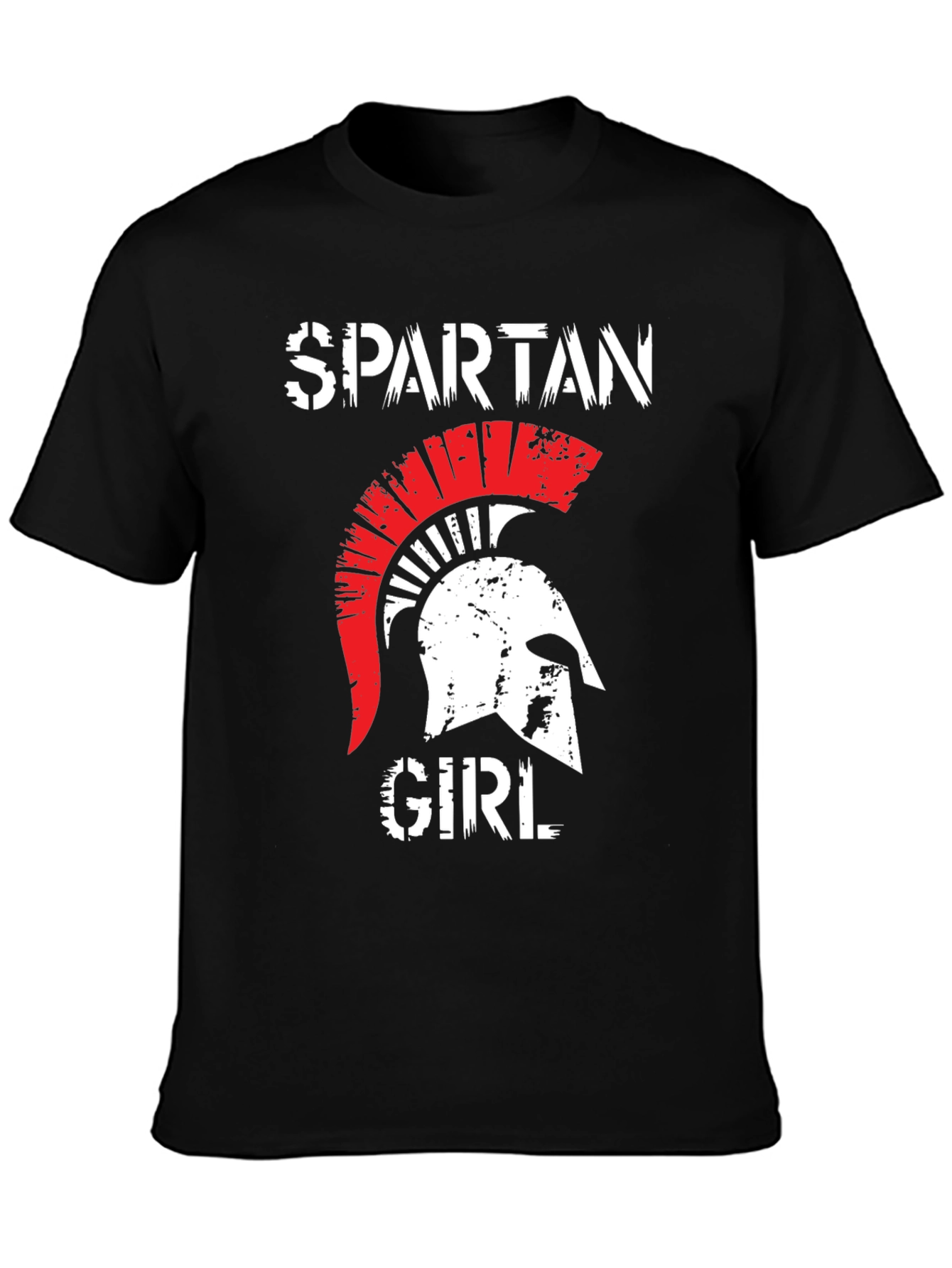 Black Spartan Girl Graphic T-Shirt view 3