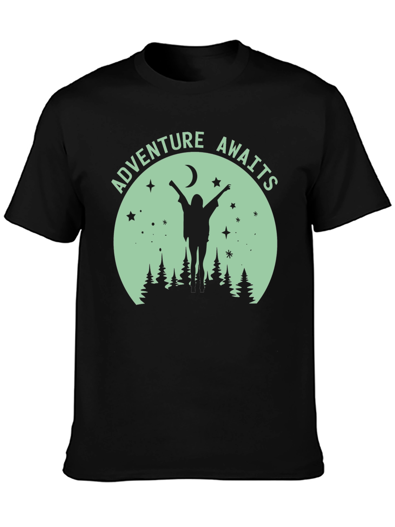 Black Adventure Awaits Graphic Tee - Unisex Black T-Shirt view 3