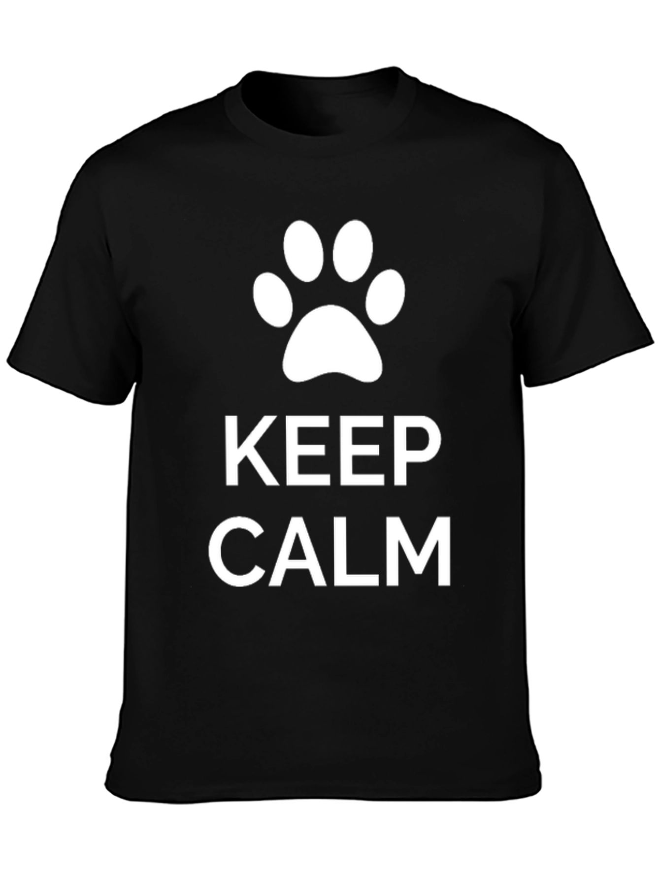 Black Keep Calm Dog Paw T-Shirt - Black Cotton Blend view 3