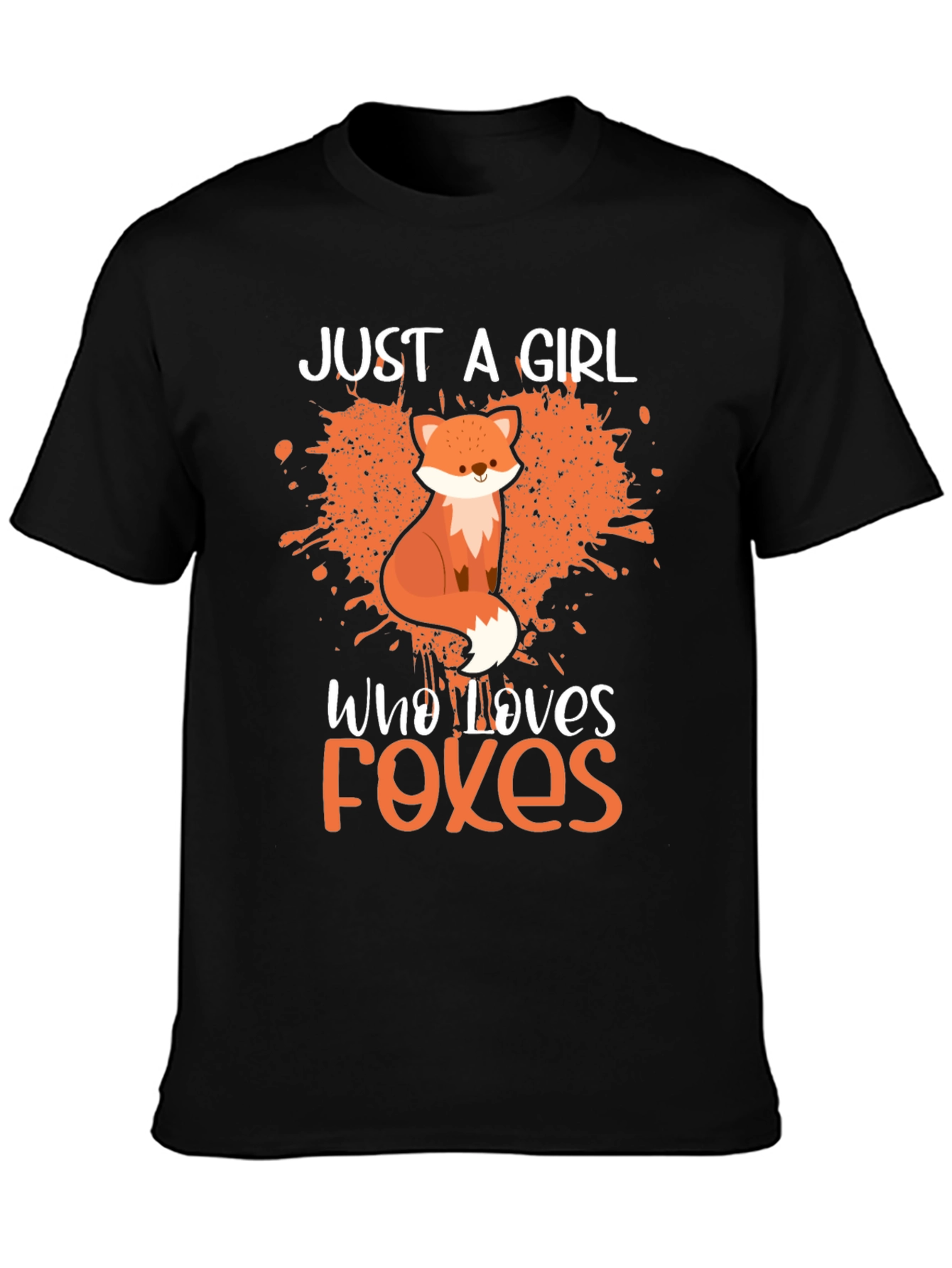 Black Just a Girl Who Loves Foxes T-Shirt - Novelty Tee view 3