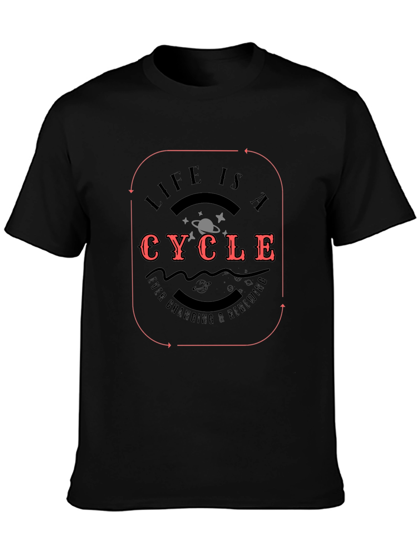 Black Life is a Cycle Graphic T-Shirt - Black Cotton Blend view 3