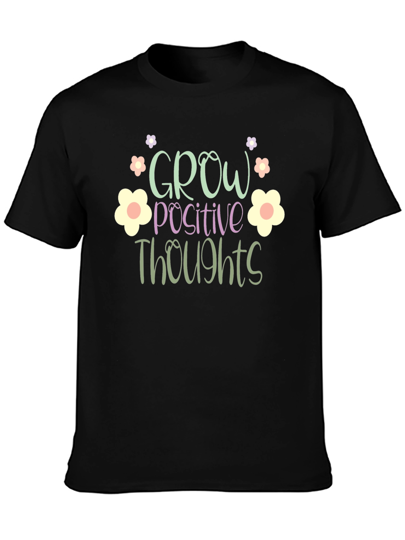 Black Grow Positive Thoughts Graphic Tee view 3