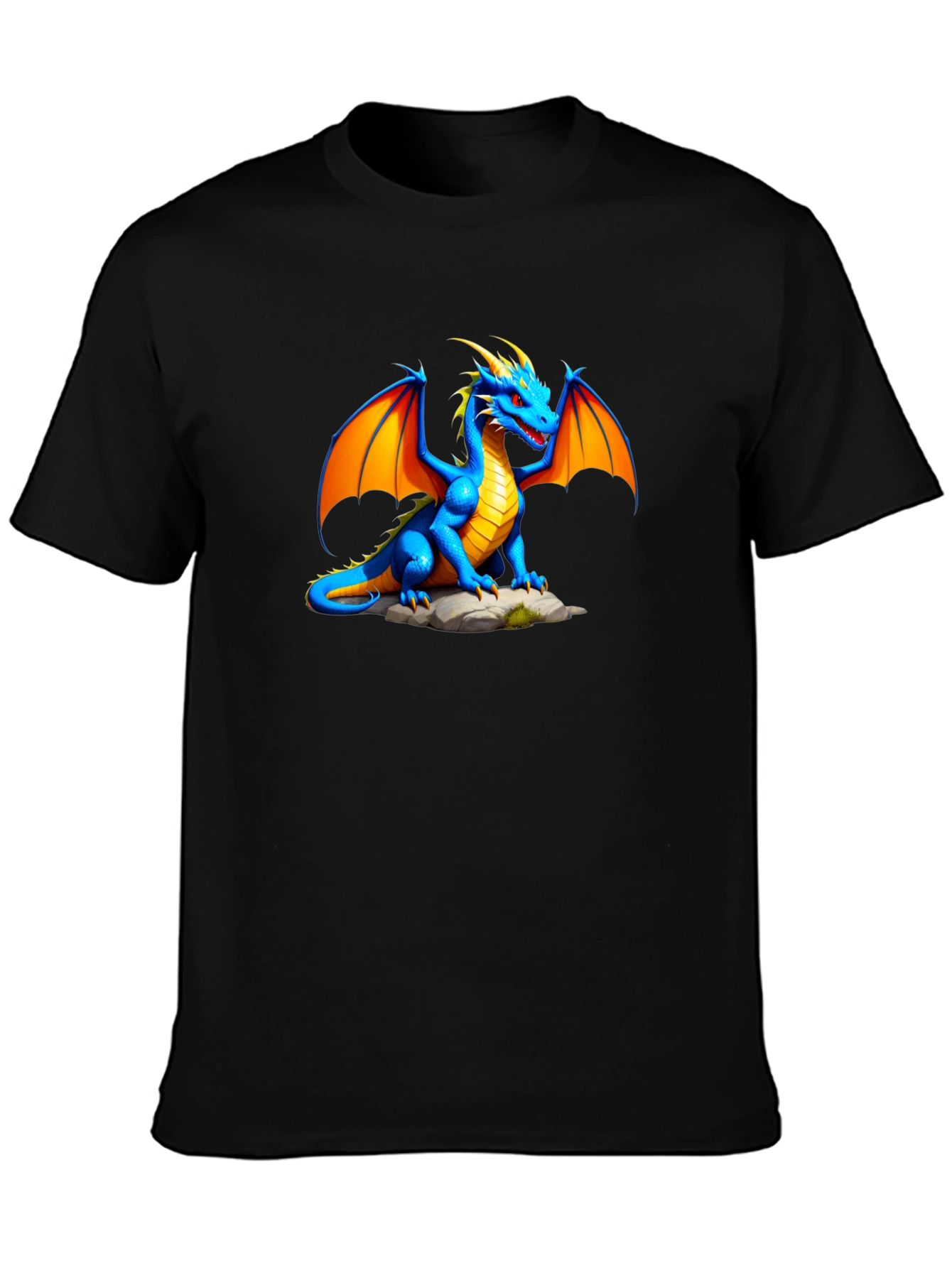 Black Blue Dragon Graphic Tee - Fantasy T-Shirt view 3