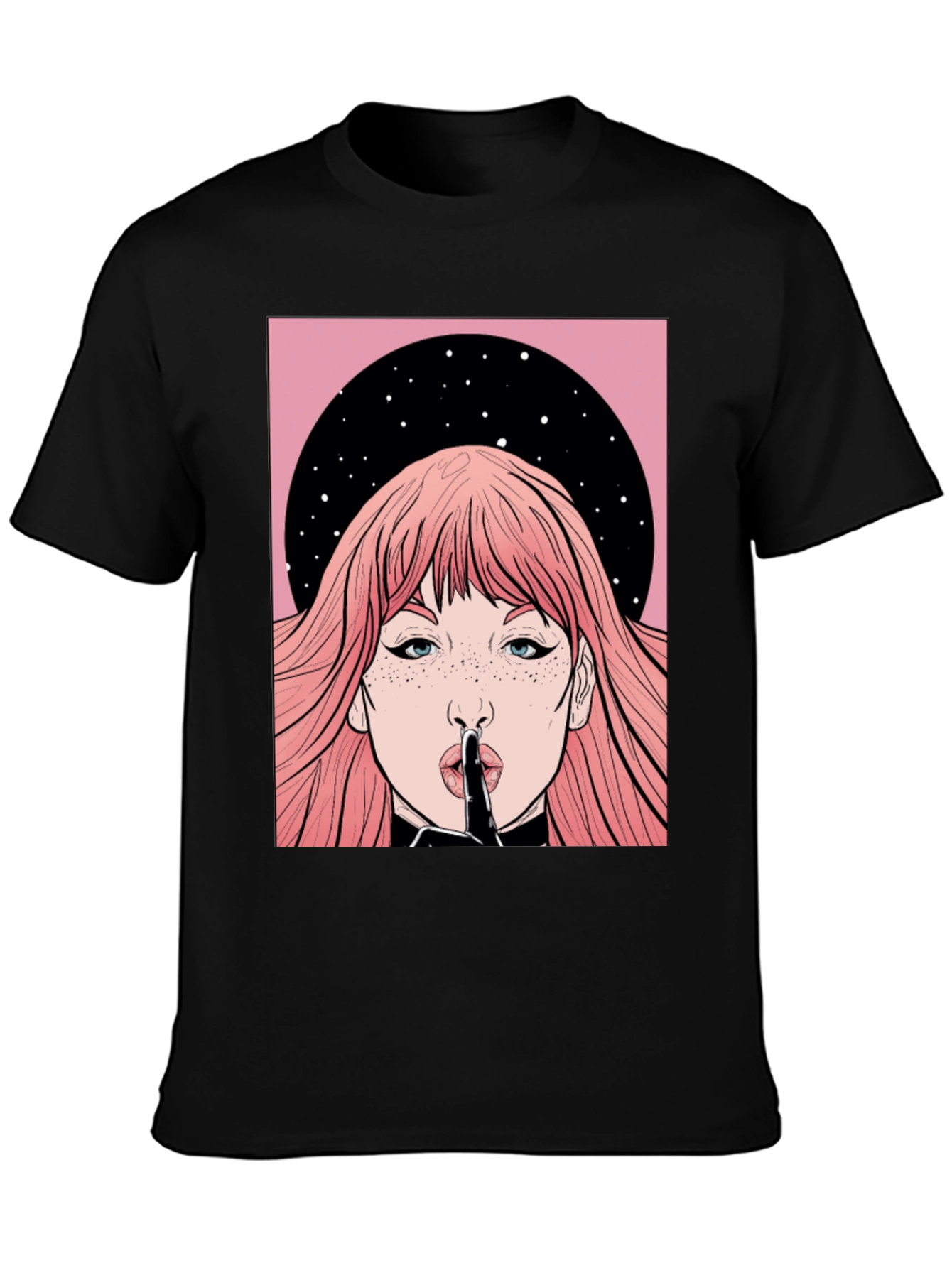 Shhh! Graphic Print Unisex Black T-Shirt - 3