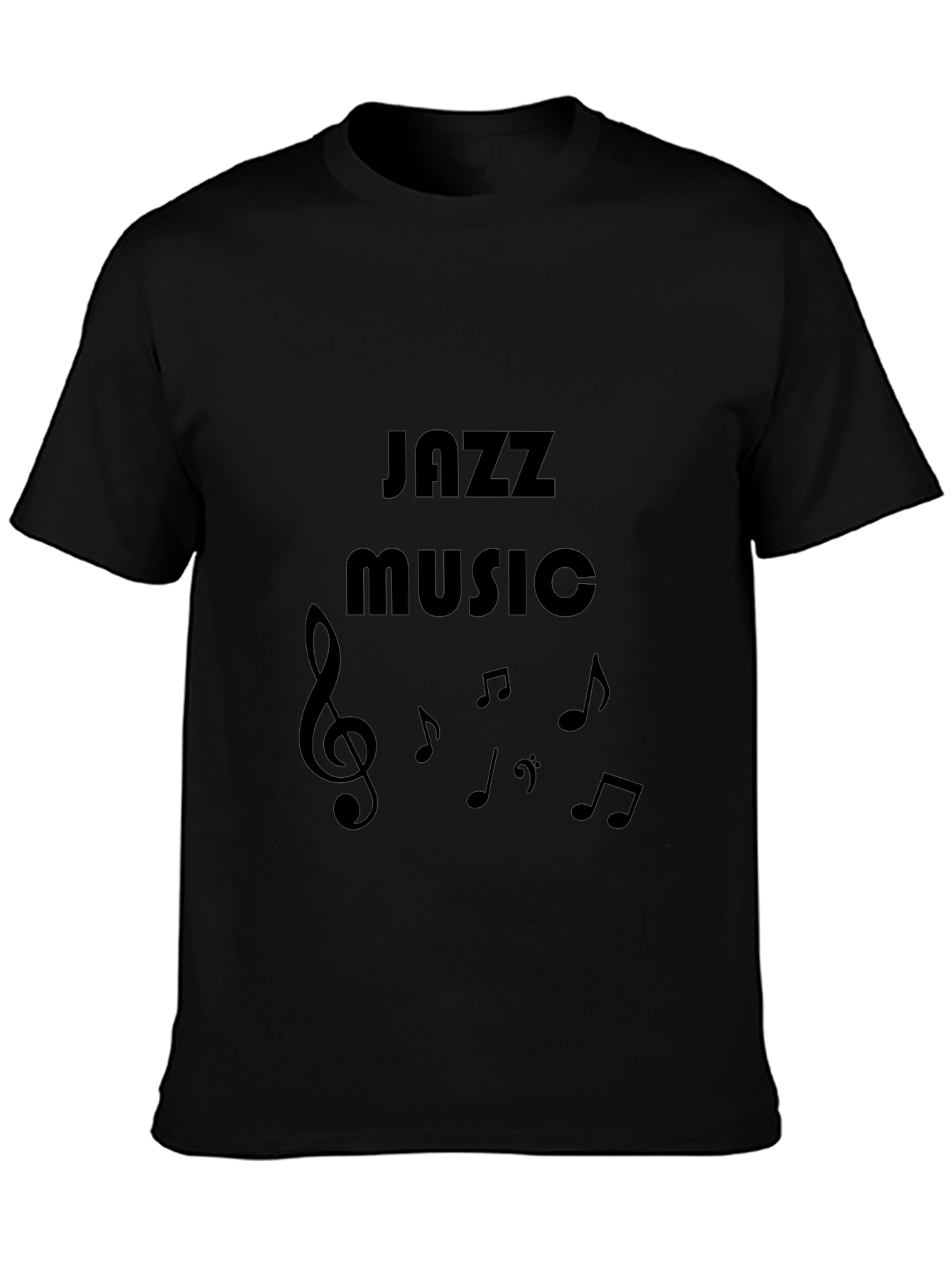 Black Jazz Music Graphic Tee - Black Cotton T-Shirt view 3