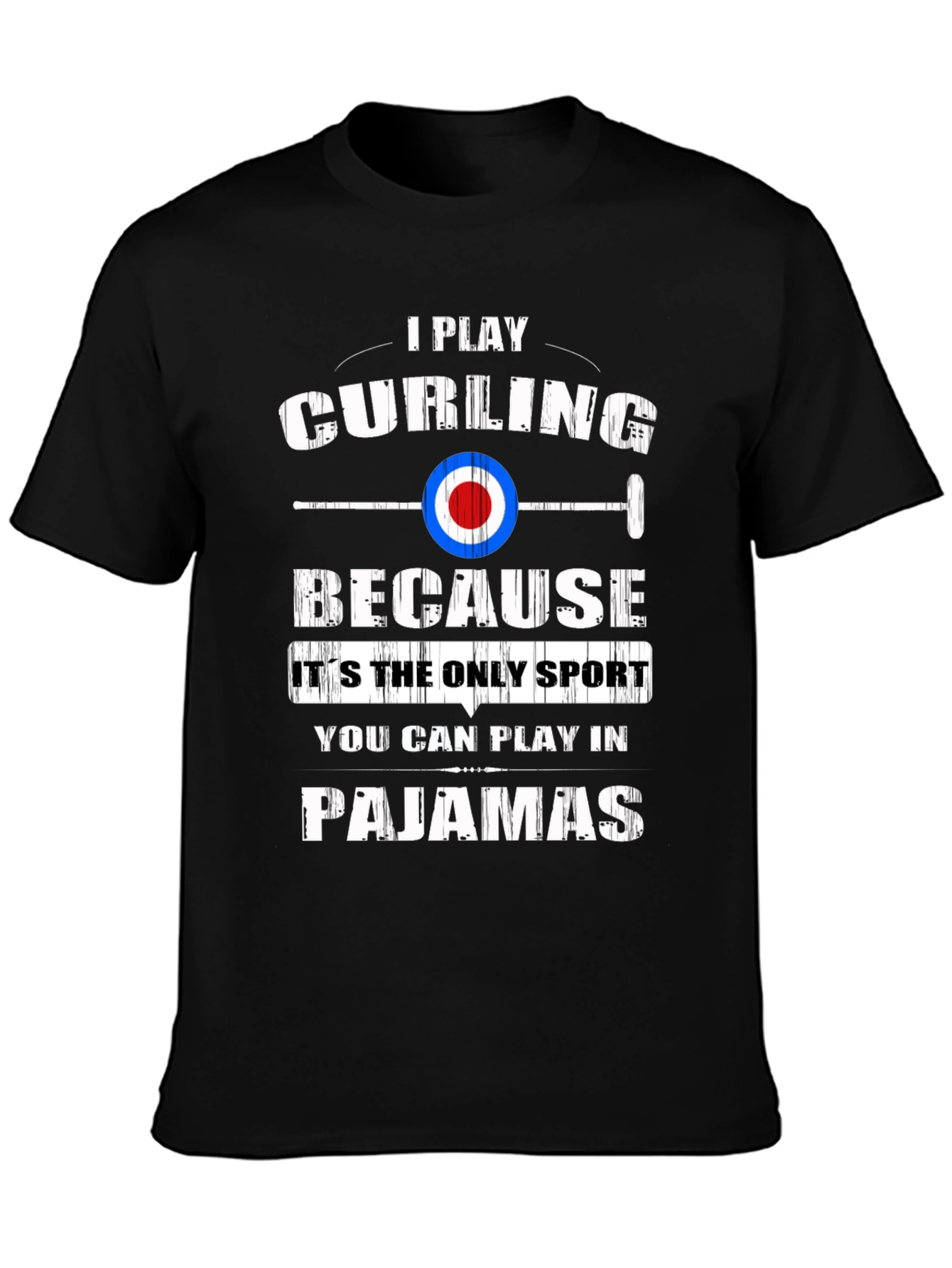 Black Funny Curling Pajamas T-Shirt view 3