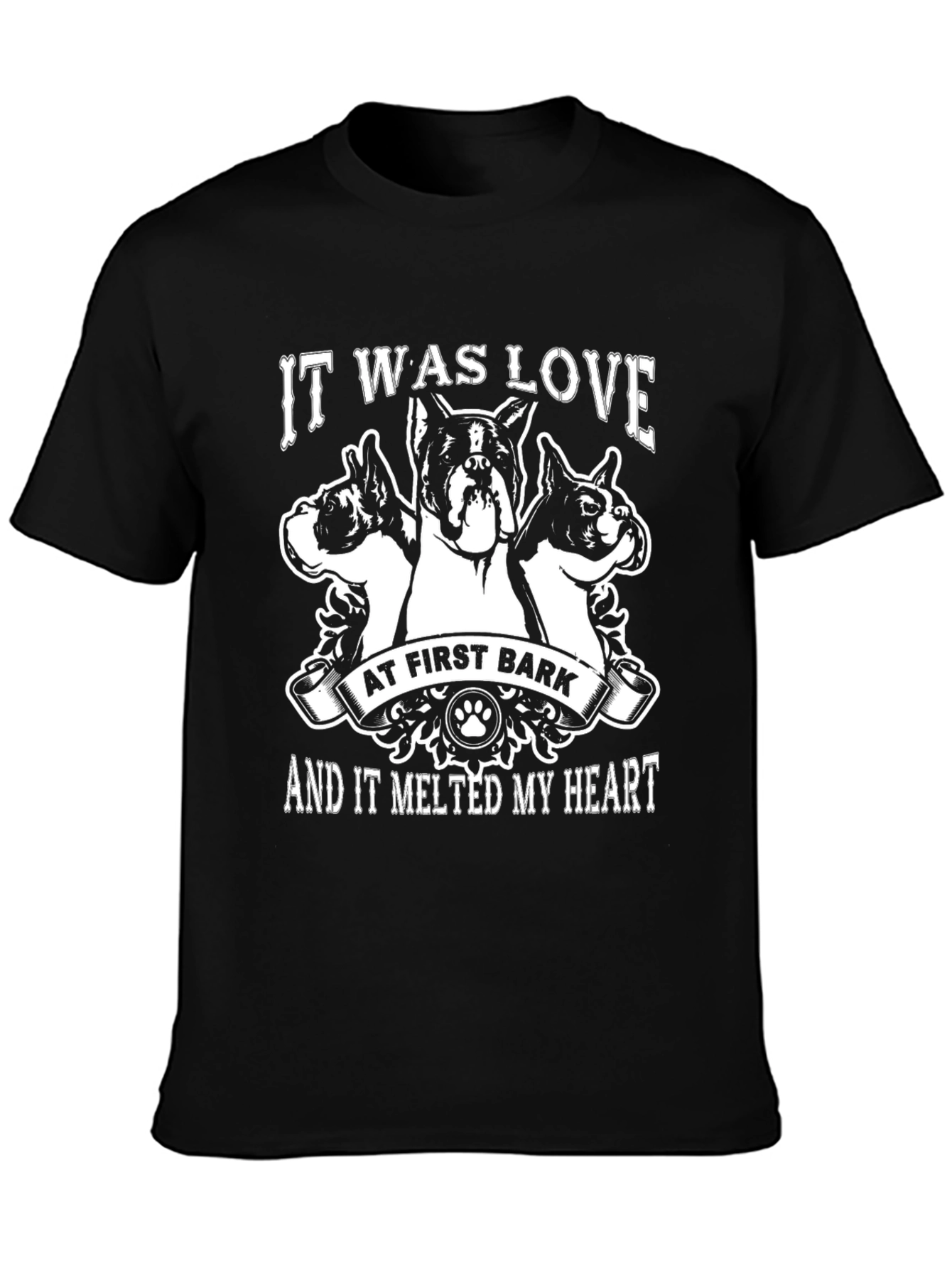 Black Dog Lover T-Shirt: It Was Love At First Bark view 3
